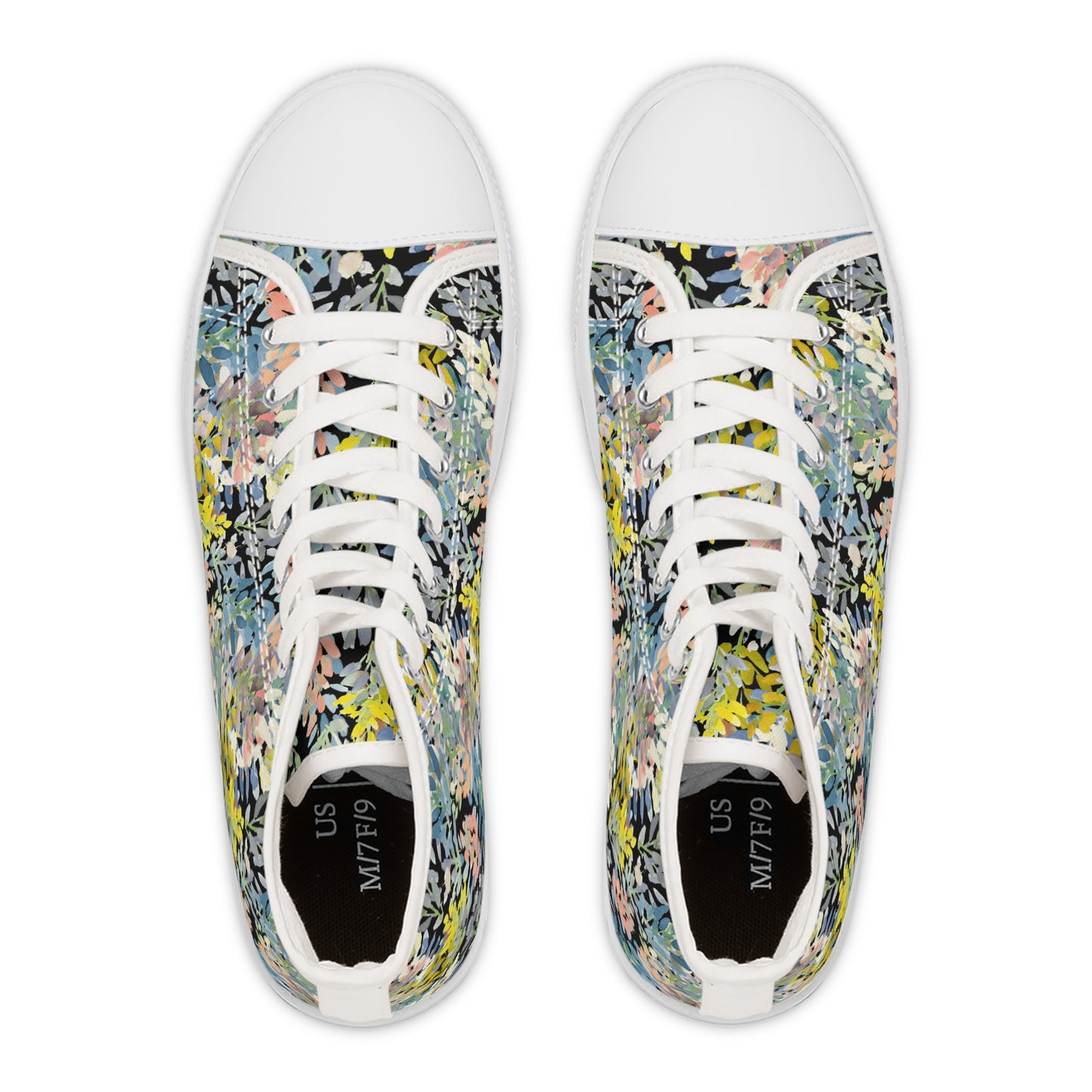 Petal Parade Dark Colorful High Top Sneakers with Floral Design – Stylish Shoes for All | Unique Gift Idea - Brooke Zitting, LLC