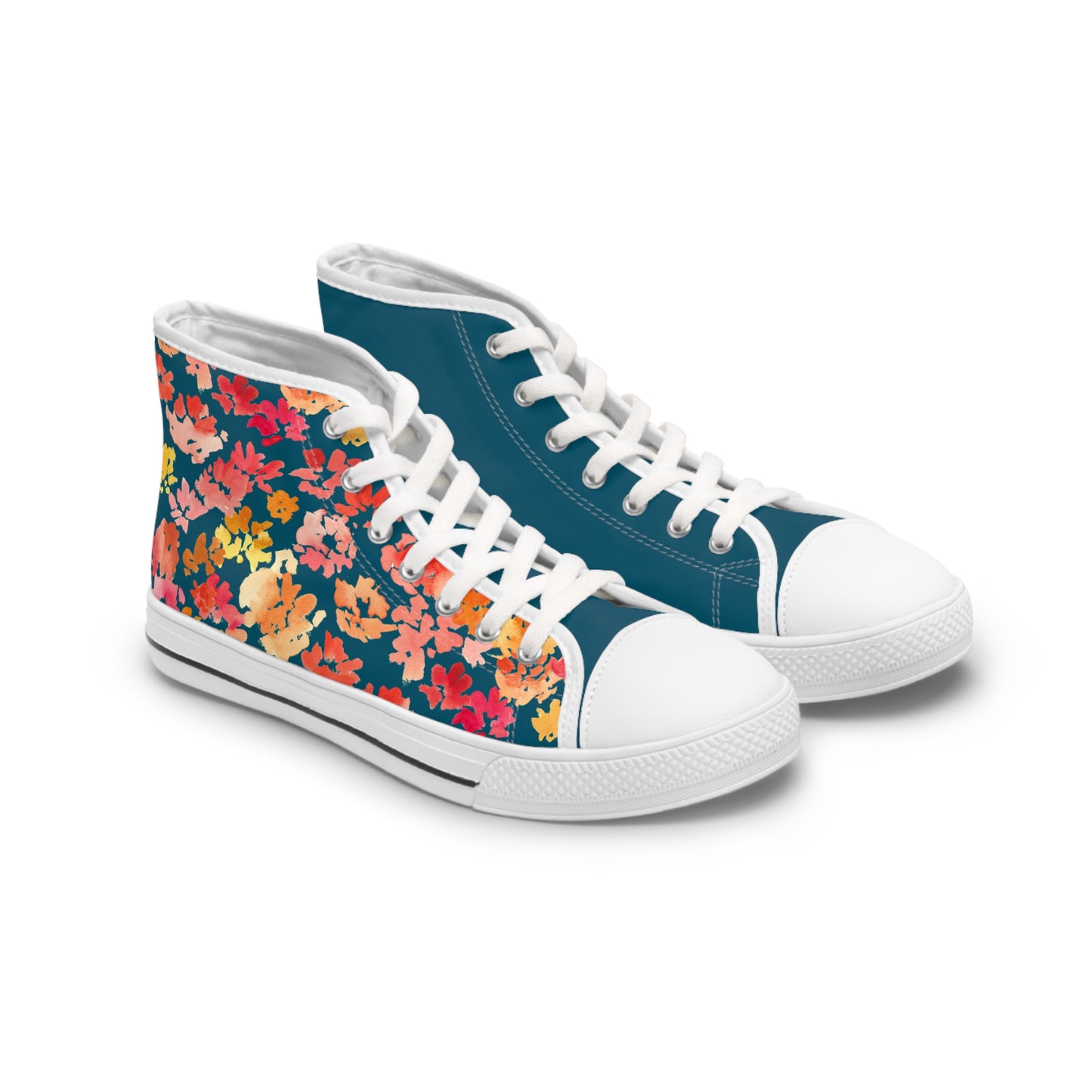 Trendy Color Block Posy High Top Sneakers with Floral Design – Stylish Shoes for All | Unique Gift Idea - Brooke Zitting, LLC