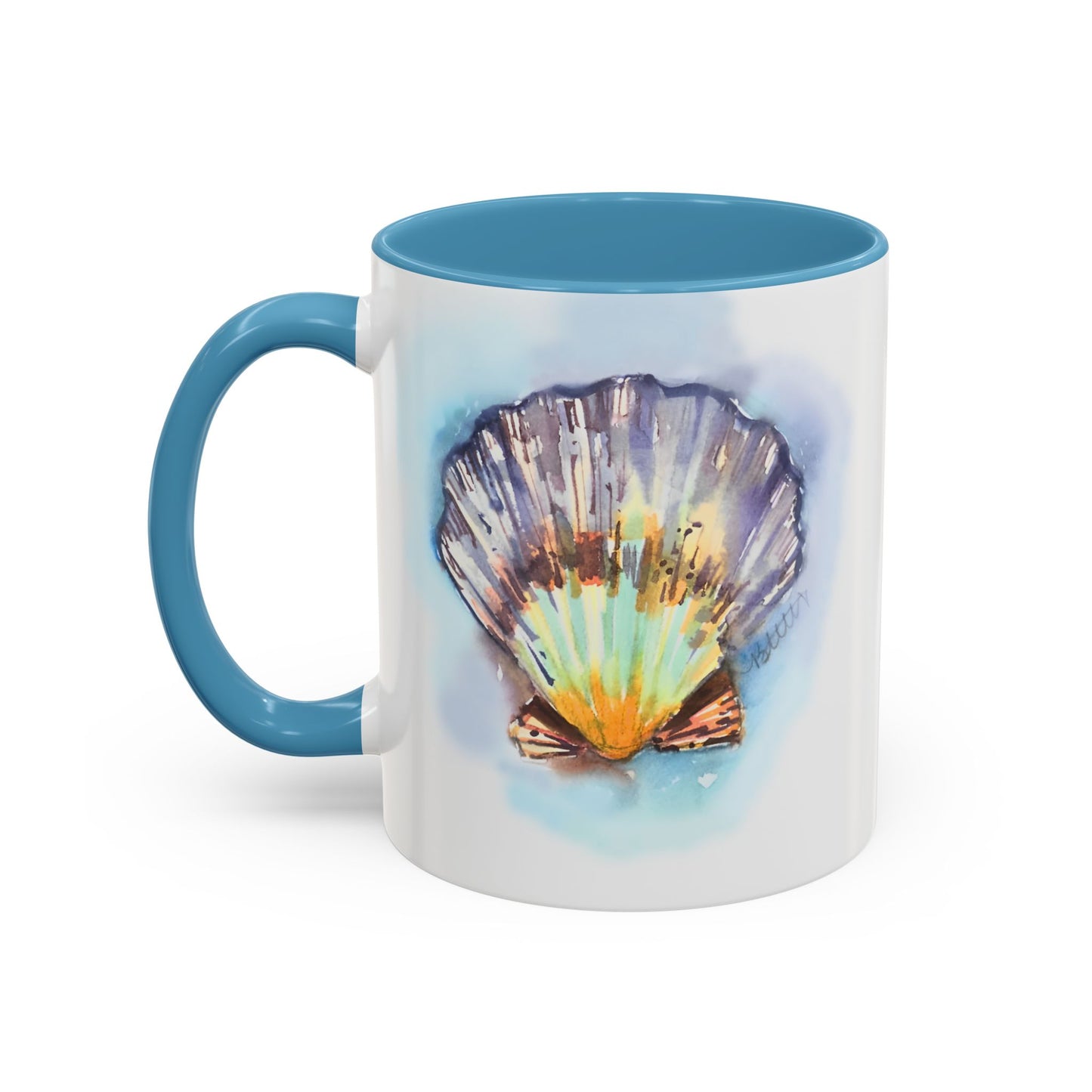 This Seashell Mug with Accent Color (11oz, 15 oz) - Brooke Zitting, LLC