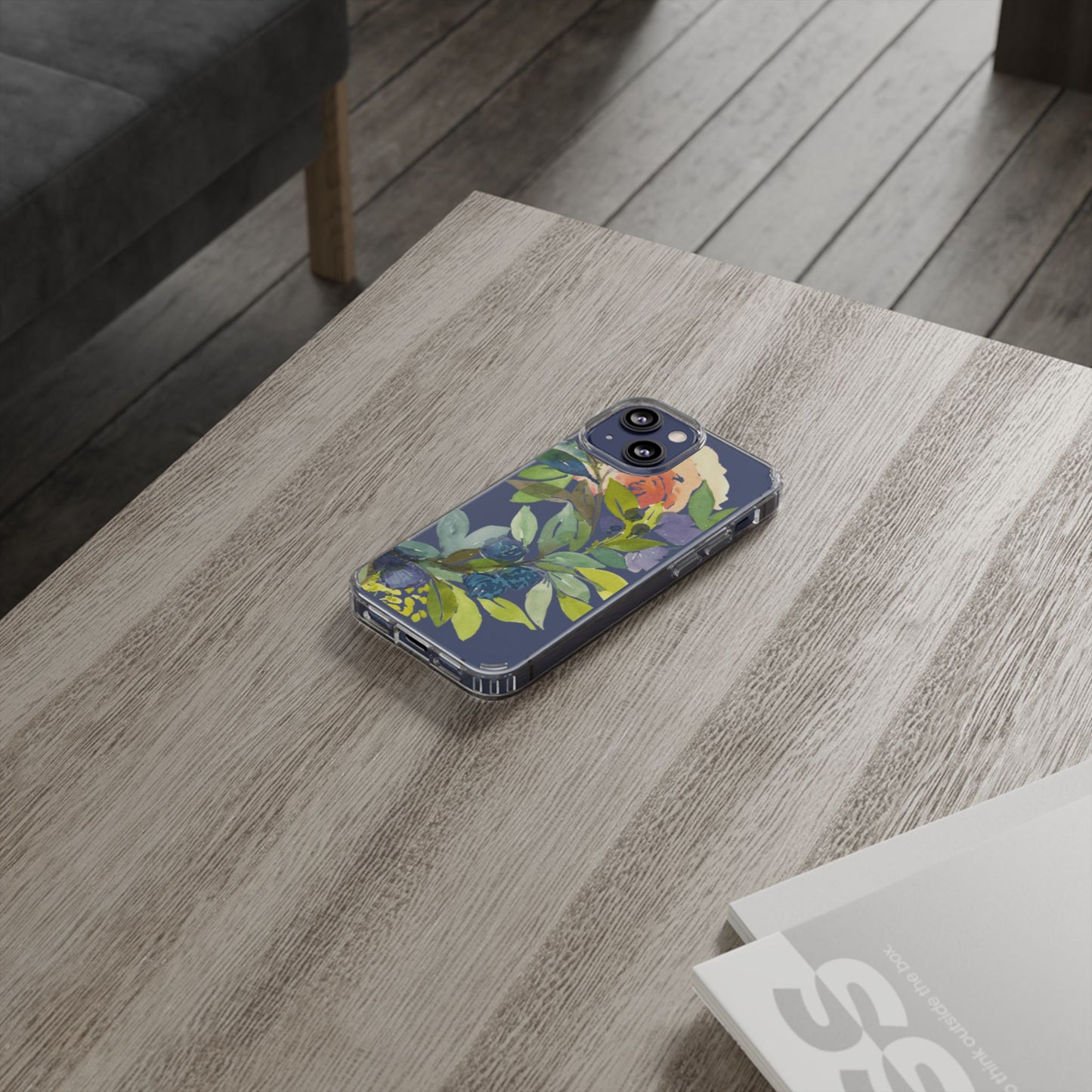 Watercolor Floral Blooms Wreath Clear Phone Case Design - Brooke Zitting, LLC