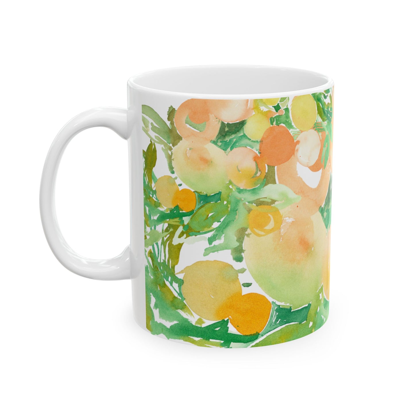 Peach Citrus Mug (11oz, 15oz) Watercolor Design - Brooke Zitting, LLC