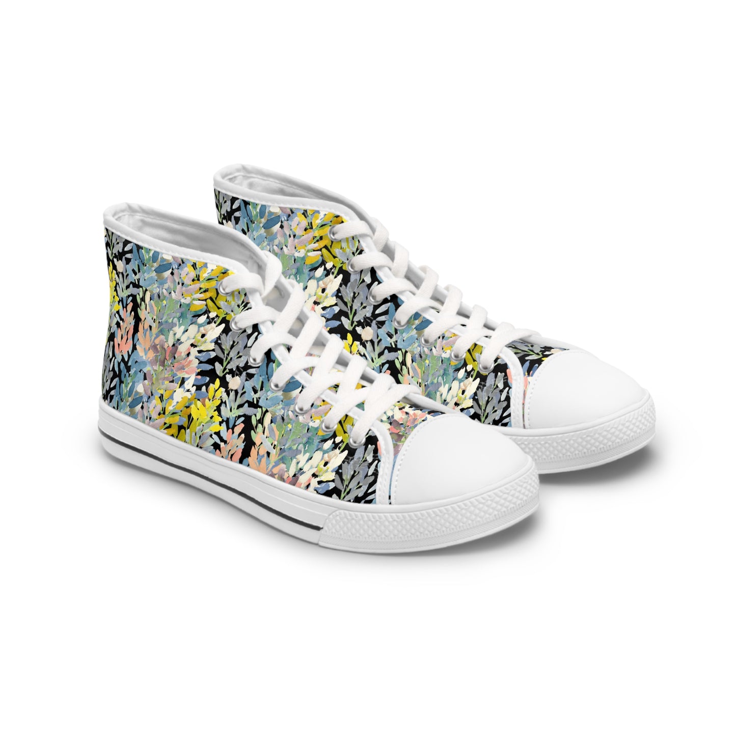 Petal Parade Dark Colorful High Top Sneakers with Floral Design – Stylish Shoes for All | Unique Gift Idea - Brooke Zitting, LLC