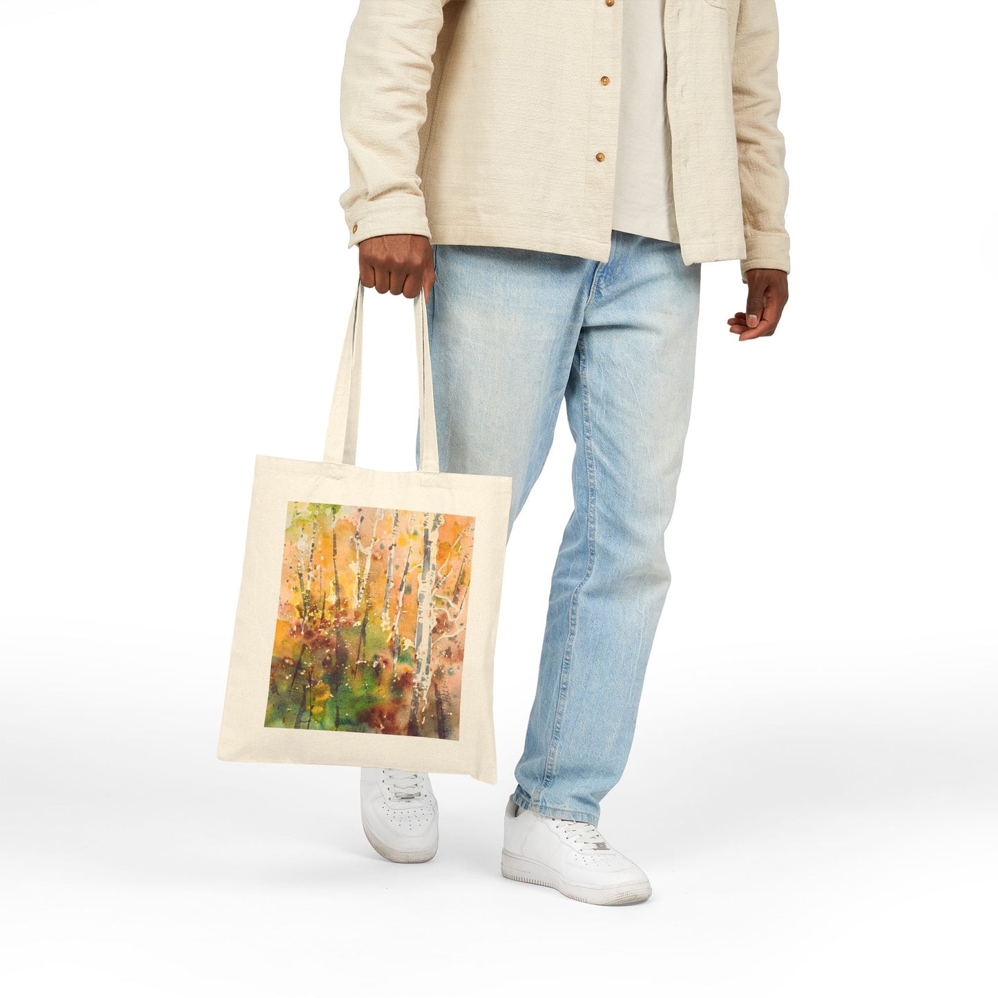Autumn’s Gentle Haze Cotton Canvas Tote – Eco-Friendly Beach & Shopping Bag for Ocean Lovers