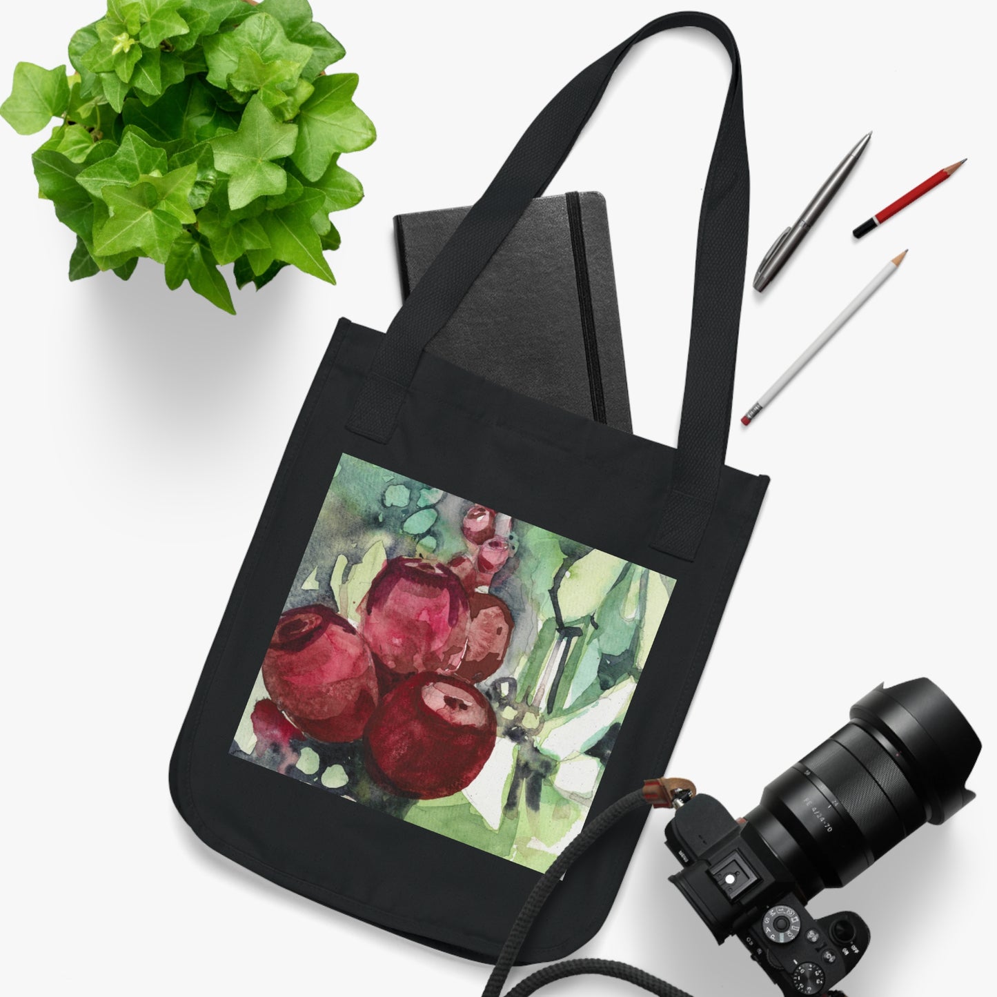 Prickly Pear Watercolor Design Organic Canvas Tote – Eco-Friendly, Watercolor Fine Art, Reusable Bag for Art Lovers - Brooke Zitting, LLC