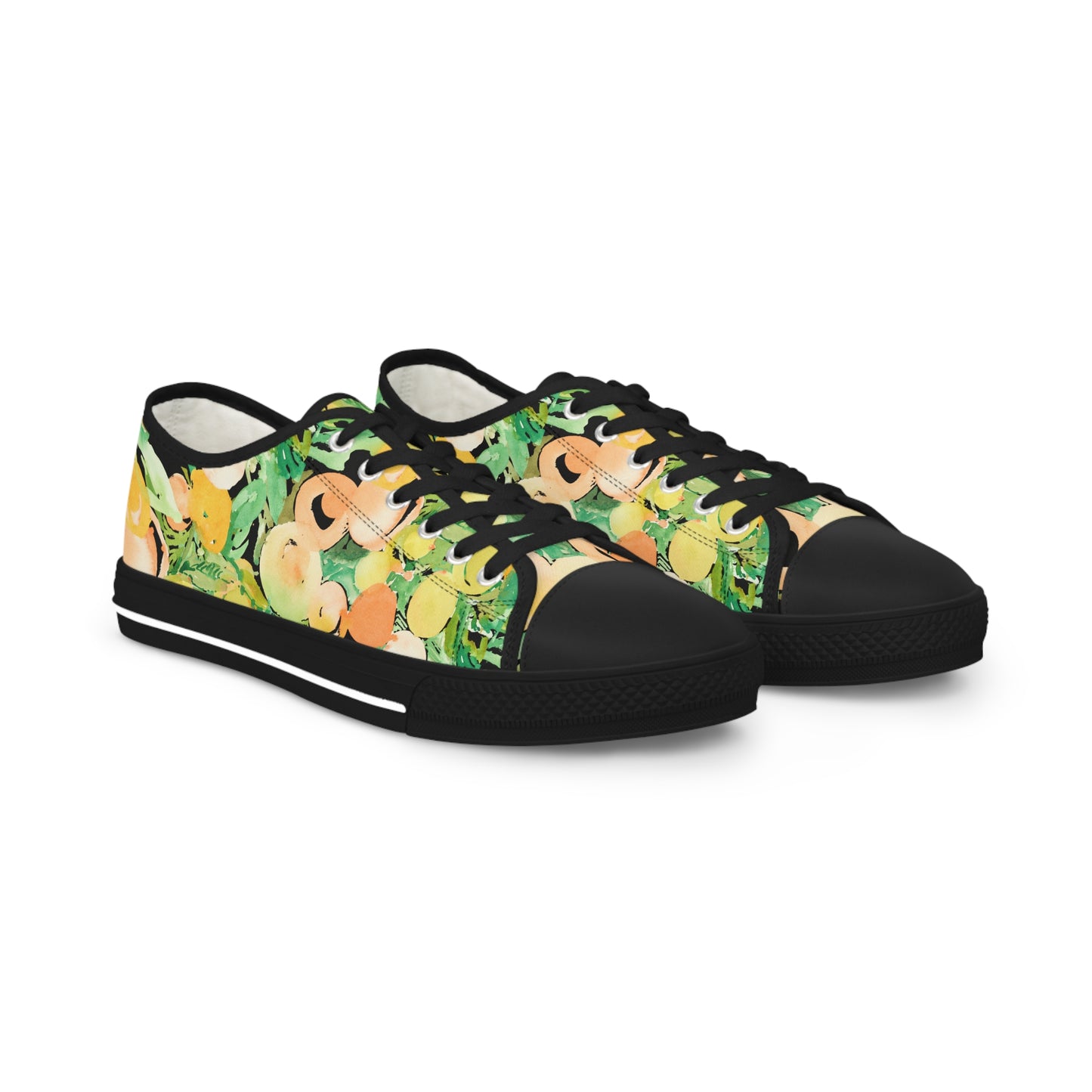 Watercolor Citrus and Peaches Low Top Sneakers – Stylish Shoes for All | Unique Gift Idea - Brooke Zitting, LLC
