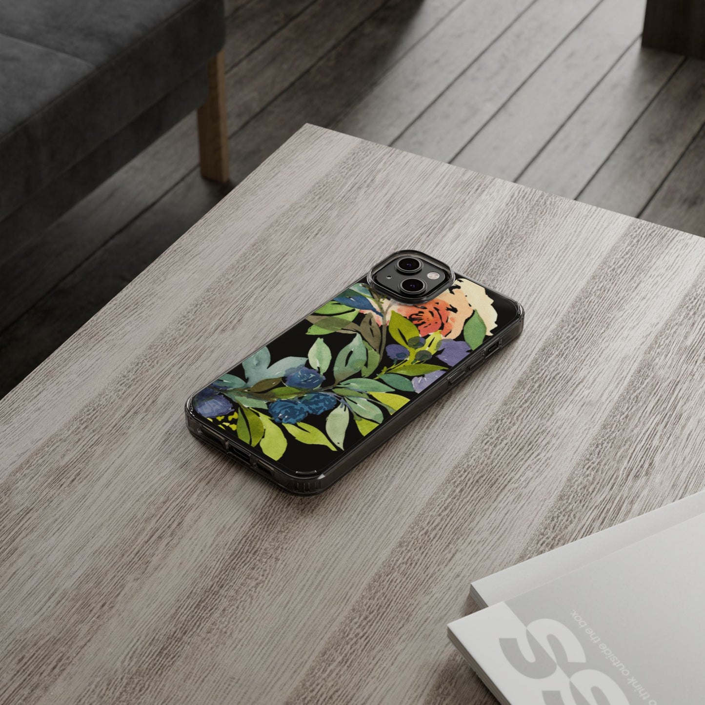 Watercolor Floral Blooms Wreath Clear Phone Case Design - Brooke Zitting, LLC