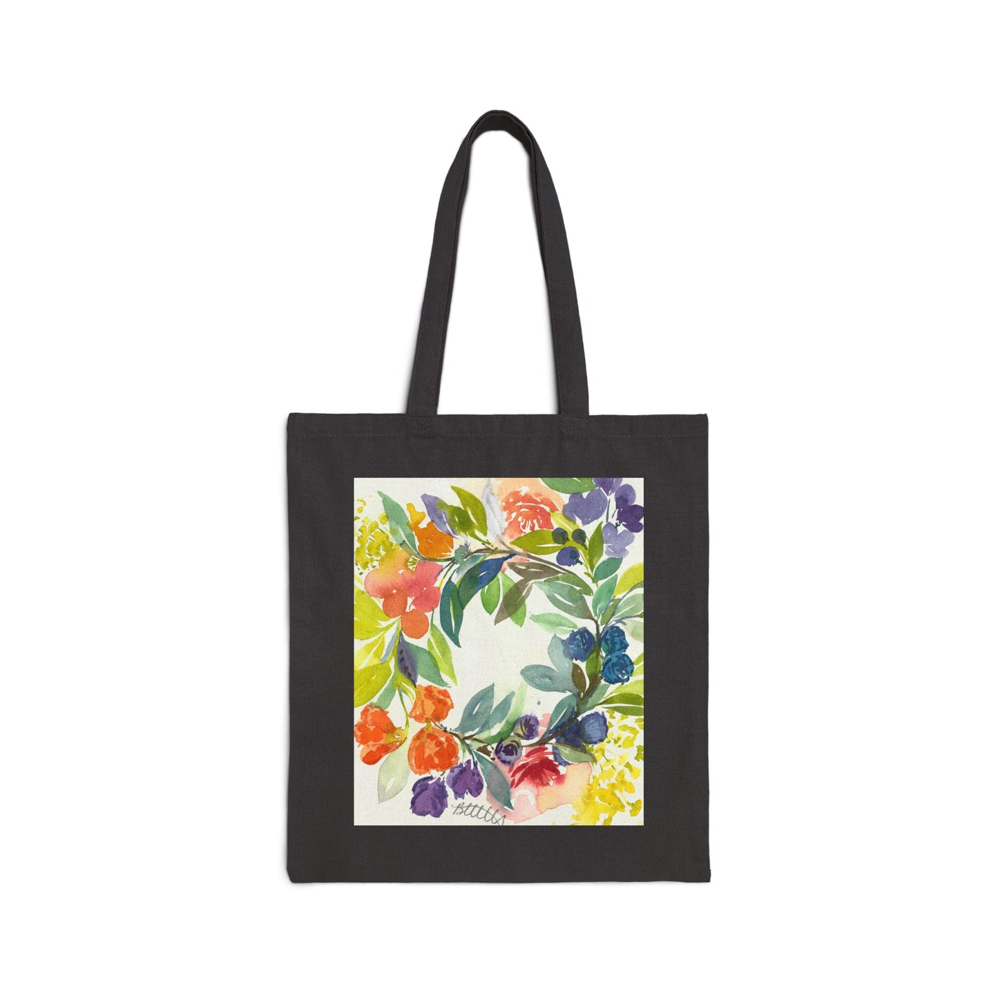 Floral Blooms Cotton Canvas Tote – Eco-Friendly Beach & Shopping Bag for Ocean Lovers