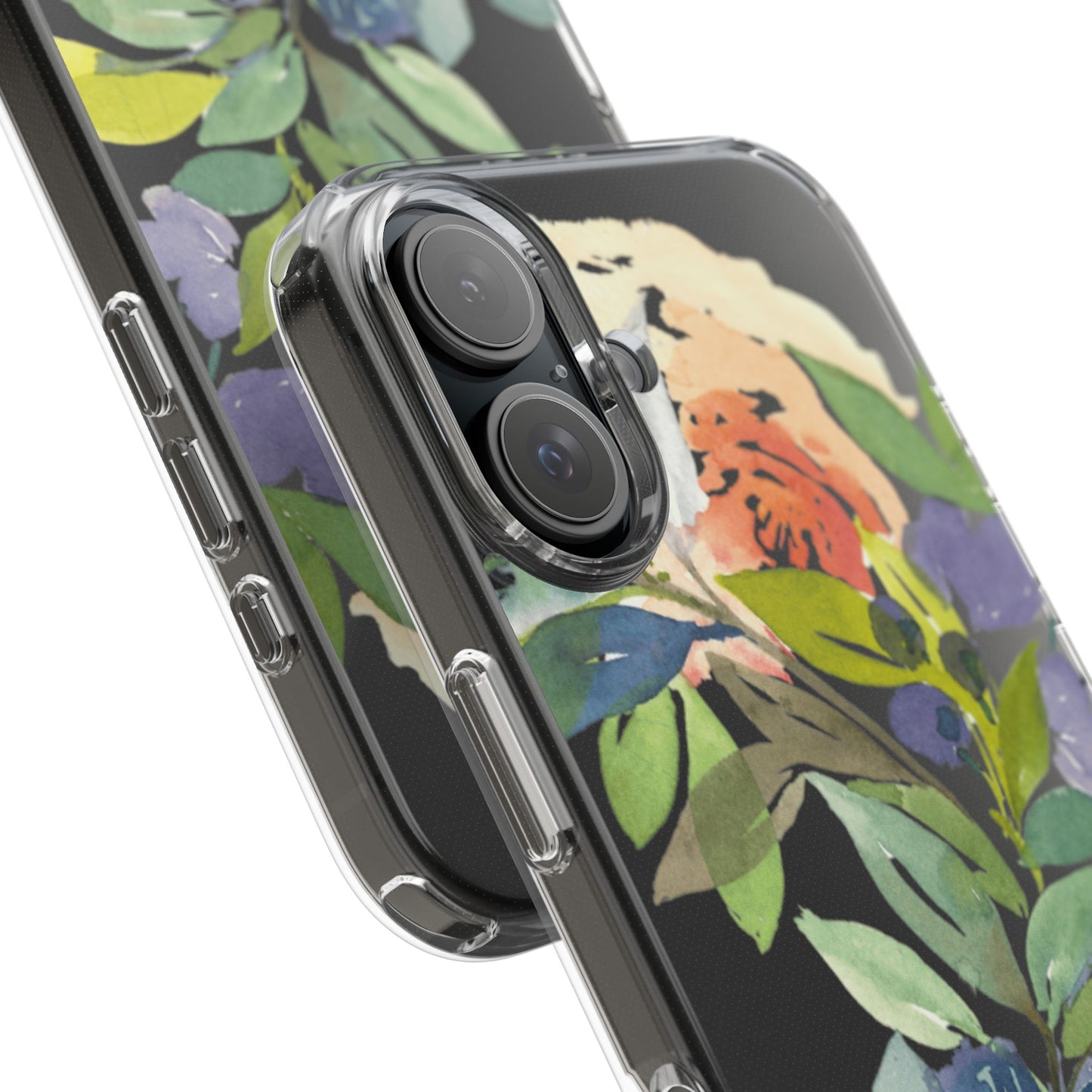 Watercolor Floral Blooms Wreath Clear Phone Case Design - Brooke Zitting, LLC