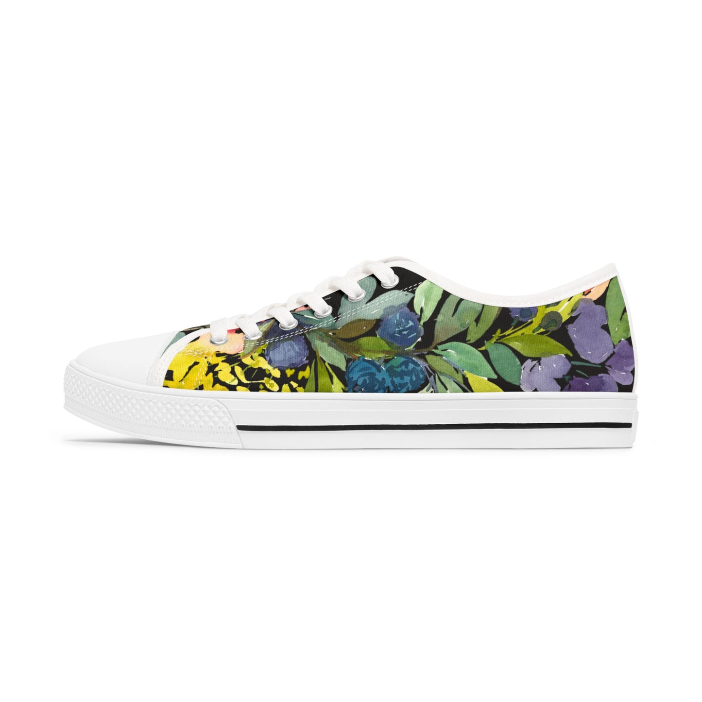 Watercolor Bold Floral Wreath Low Top Sneakers – Stylish Shoes for All | Unique Gift Idea - Brooke Zitting, LLC