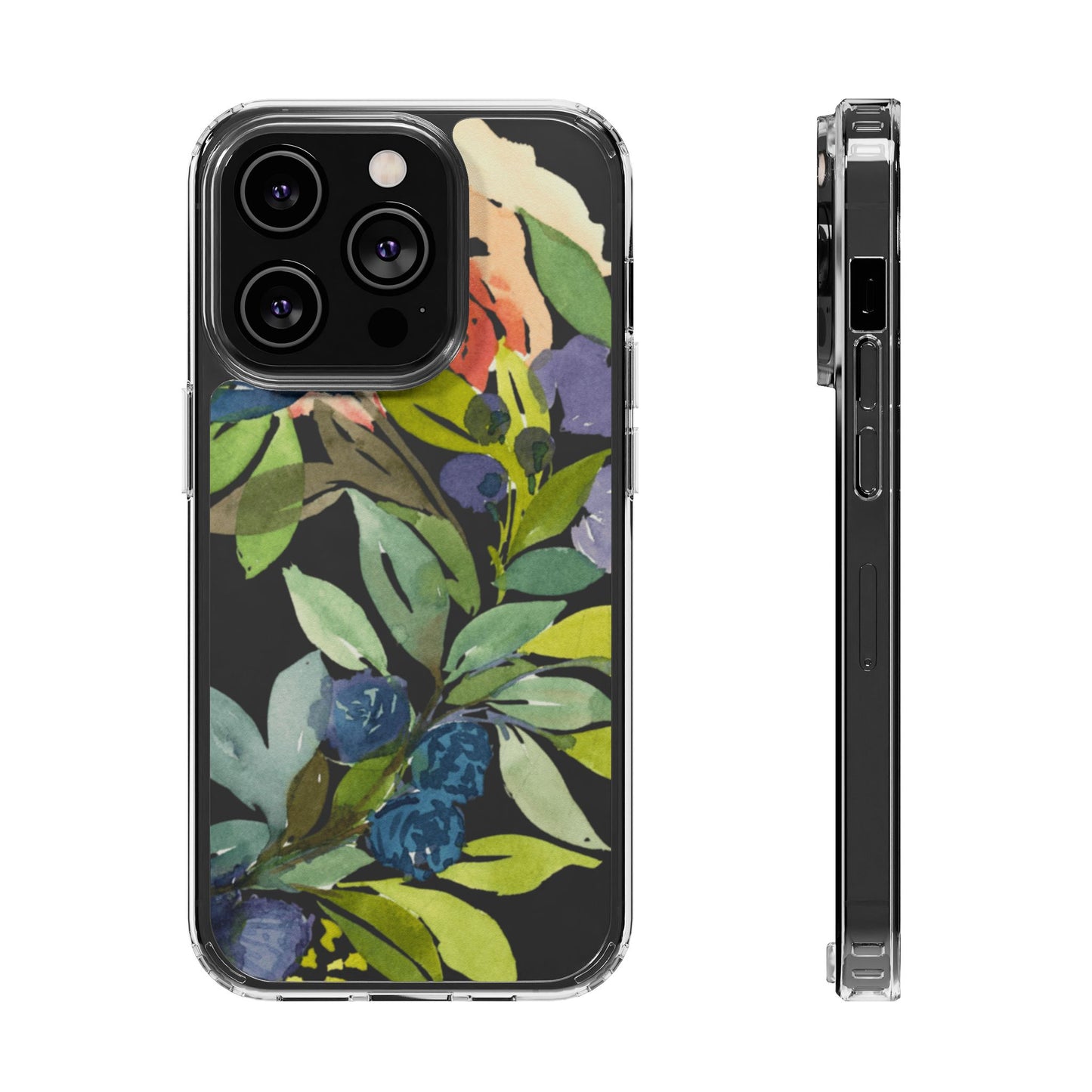 Watercolor Floral Blooms Wreath Clear Phone Case Design - Brooke Zitting, LLC
