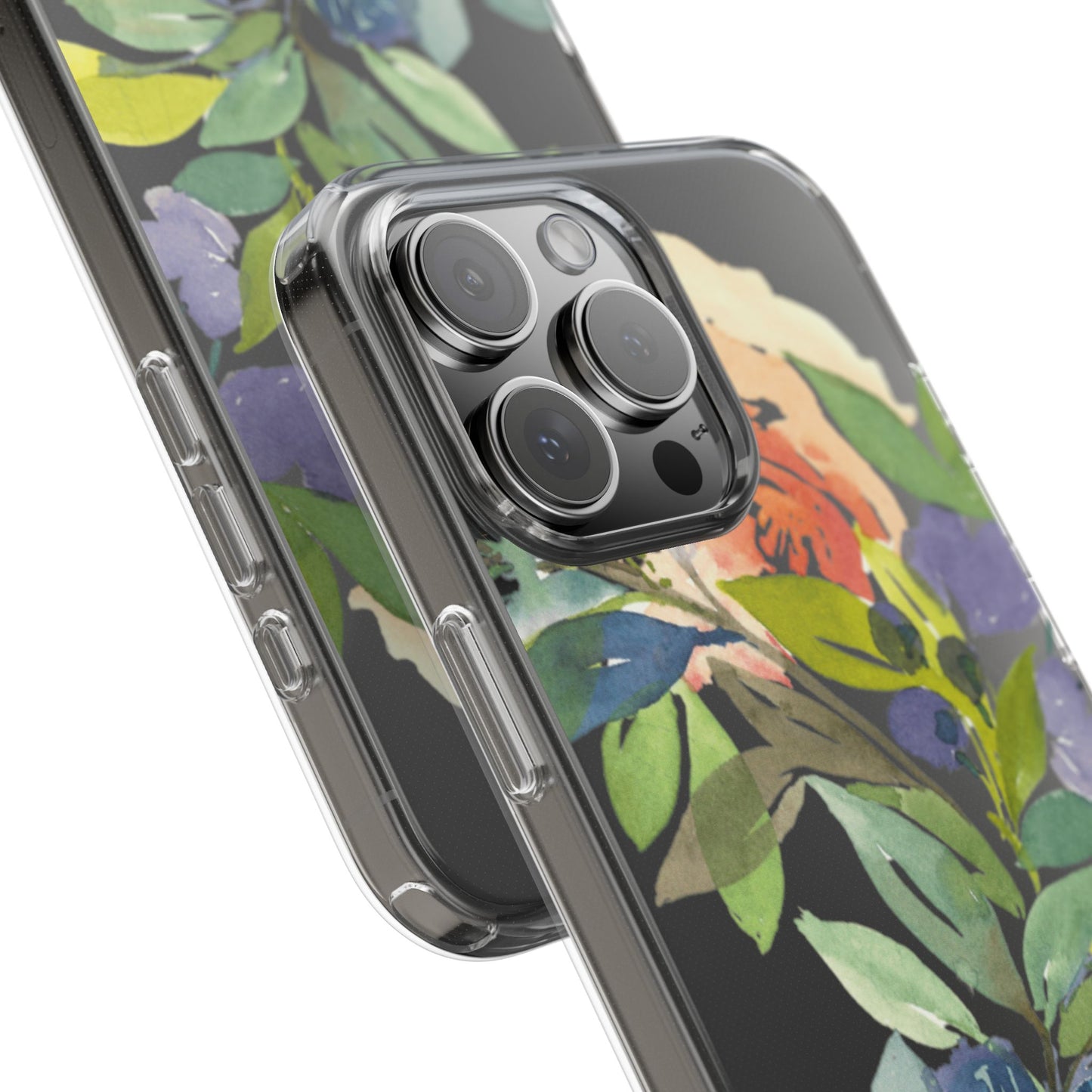Watercolor Floral Blooms Wreath Clear Phone Case Design - Brooke Zitting, LLC