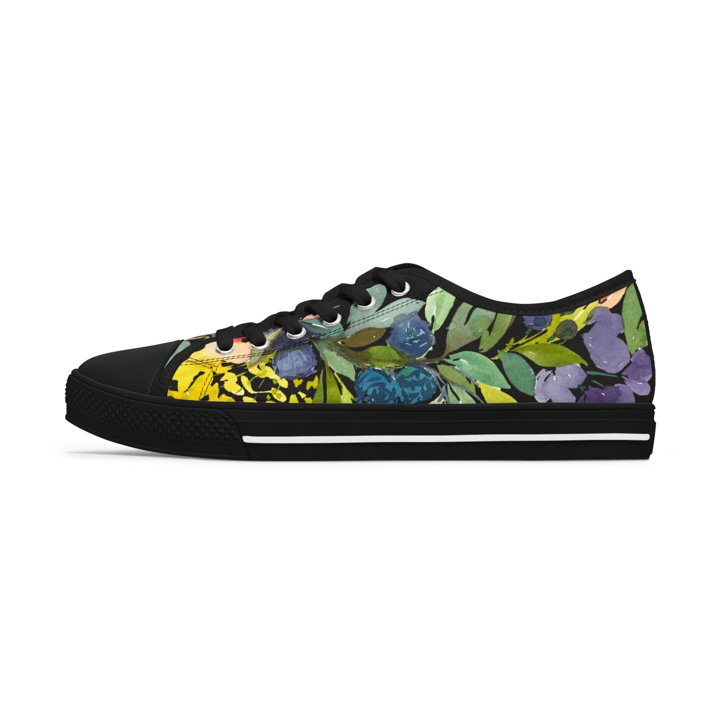 Watercolor Bold Floral Wreath Low Top Sneakers – Stylish Shoes for All | Unique Gift Idea - Brooke Zitting, LLC