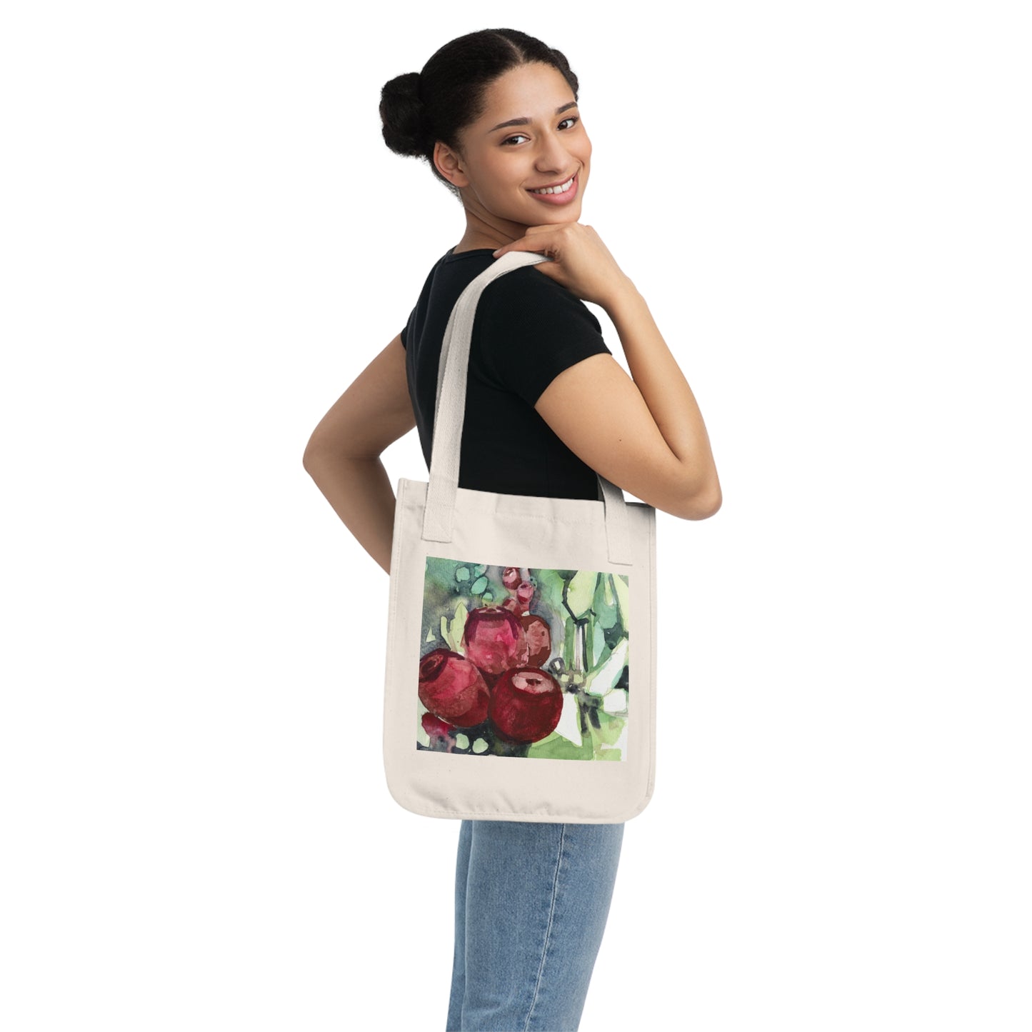Prickly Pear Watercolor Design Organic Canvas Tote – Eco-Friendly, Watercolor Fine Art, Reusable Bag for Art Lovers - Brooke Zitting, LLC