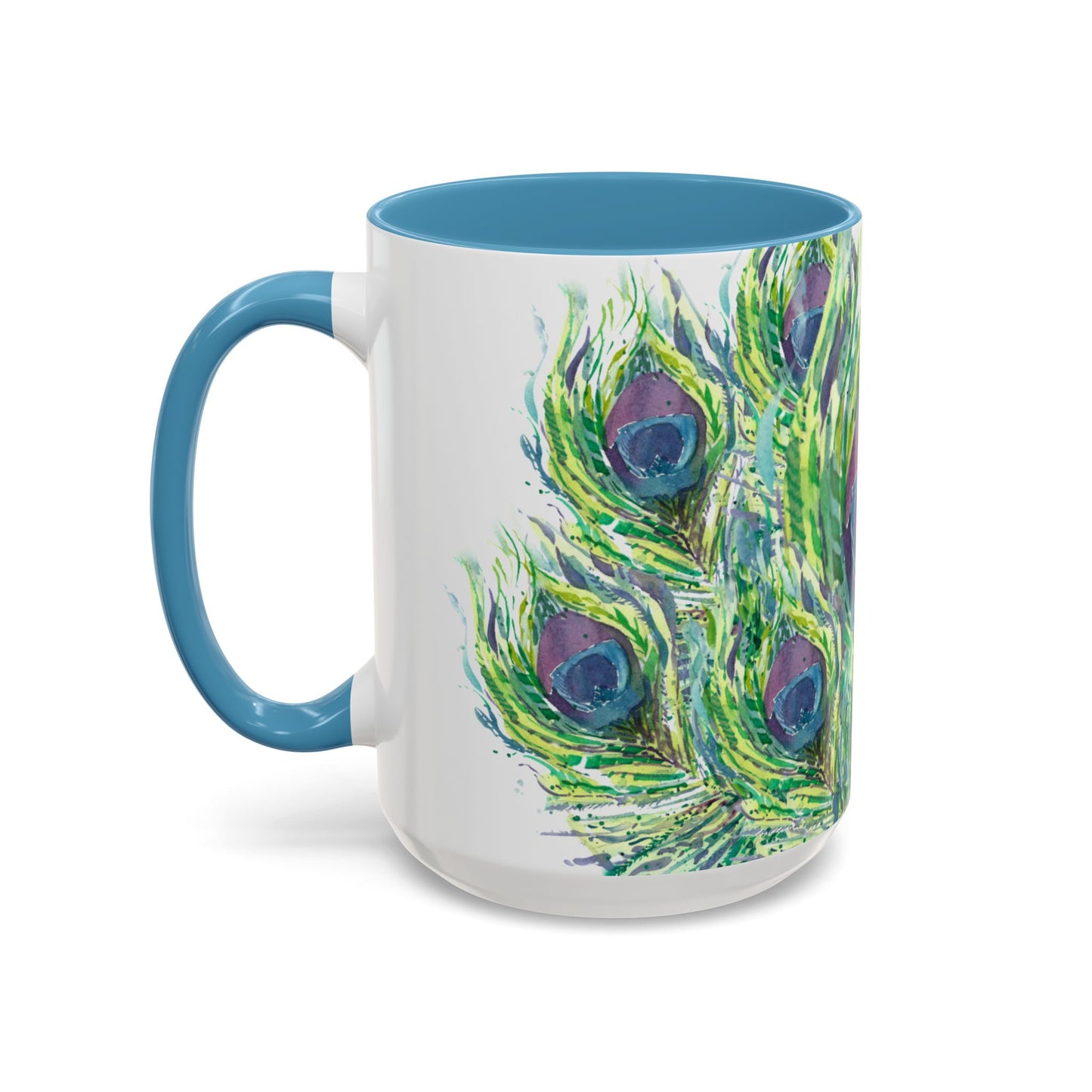 Colorful Peacock Feathers Mug Print (11oz, 15oz) - Brooke Zitting, LLC