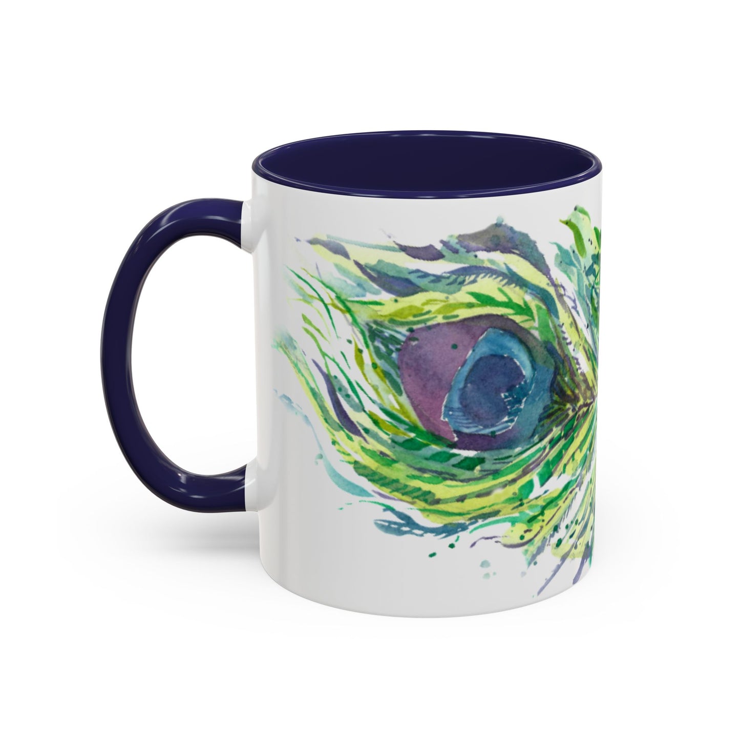 Light as a Feather Peacock Feather Accent Coffee Mug (11, 15oz) - Brooke Zitting, LLC