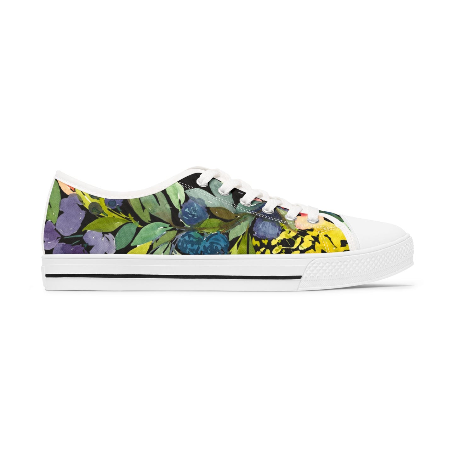 Watercolor Bold Floral Wreath Low Top Sneakers – Stylish Shoes for All | Unique Gift Idea - Brooke Zitting, LLC