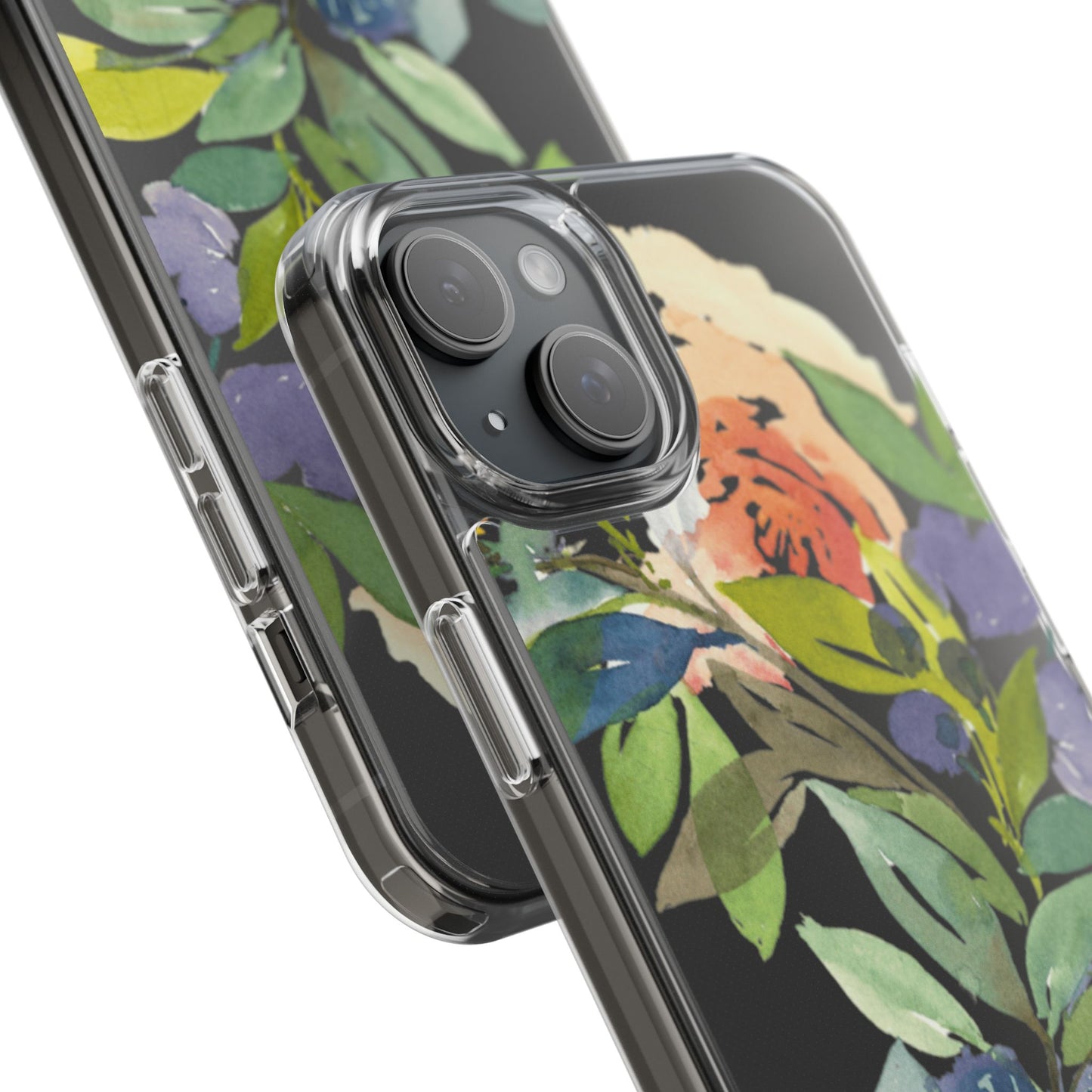 Watercolor Floral Blooms Wreath Clear Phone Case Design - Brooke Zitting, LLC