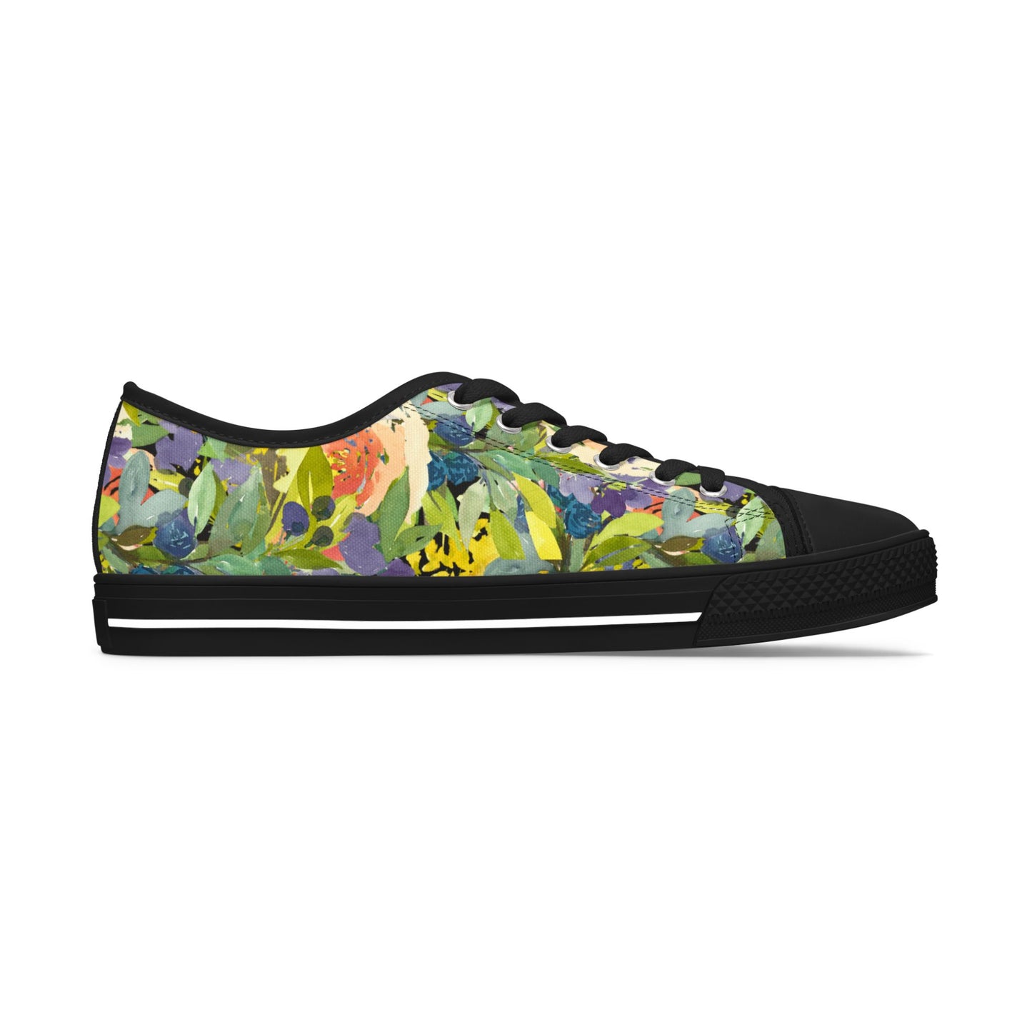 Watercolor Playful Floral Wreath Low Top Sneakers – Stylish Shoes for All | Unique Gift Idea - Brooke Zitting, LLC
