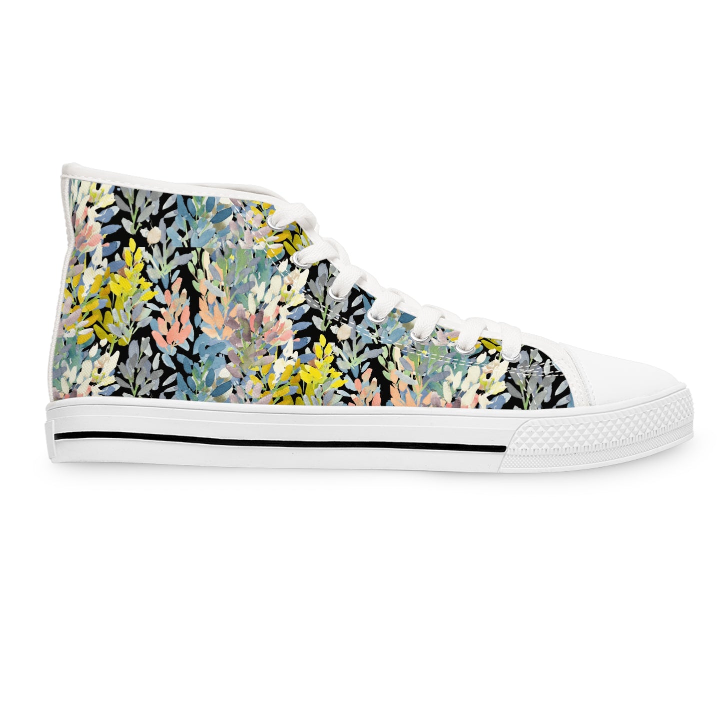 Petal Parade Dark Colorful High Top Sneakers with Floral Design – Stylish Shoes for All | Unique Gift Idea - Brooke Zitting, LLC