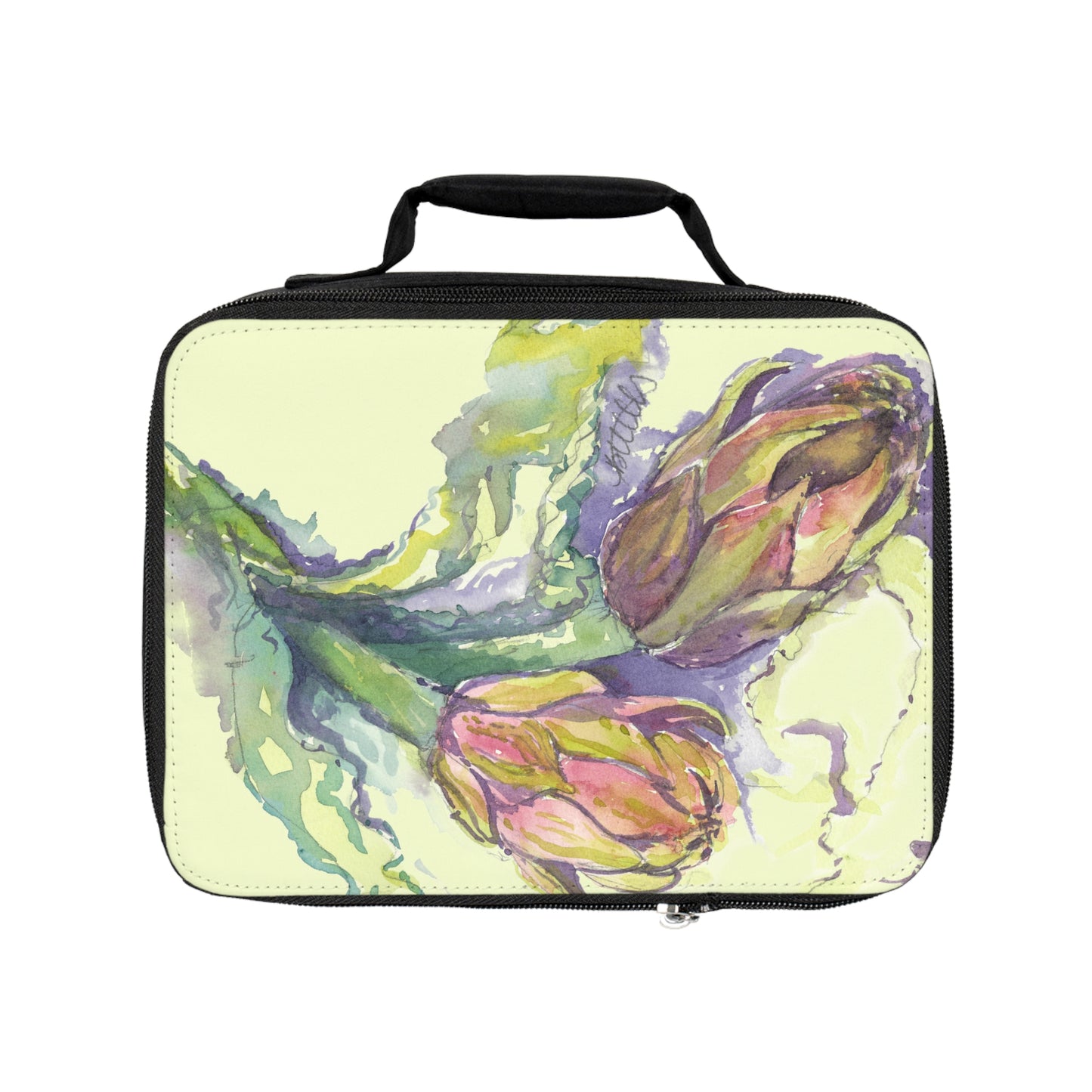 Italian Artichoke Watercolor Design Lunch Bag – Eco-Friendly Tote for School, Work, Picnics & Beach - Brooke Zitting, LLC