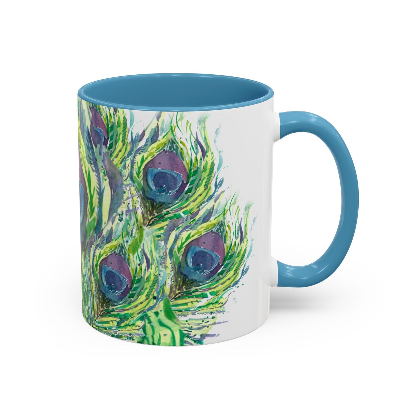 Colorful Peacock Feathers Mug Print (11oz, 15oz) - Brooke Zitting, LLC