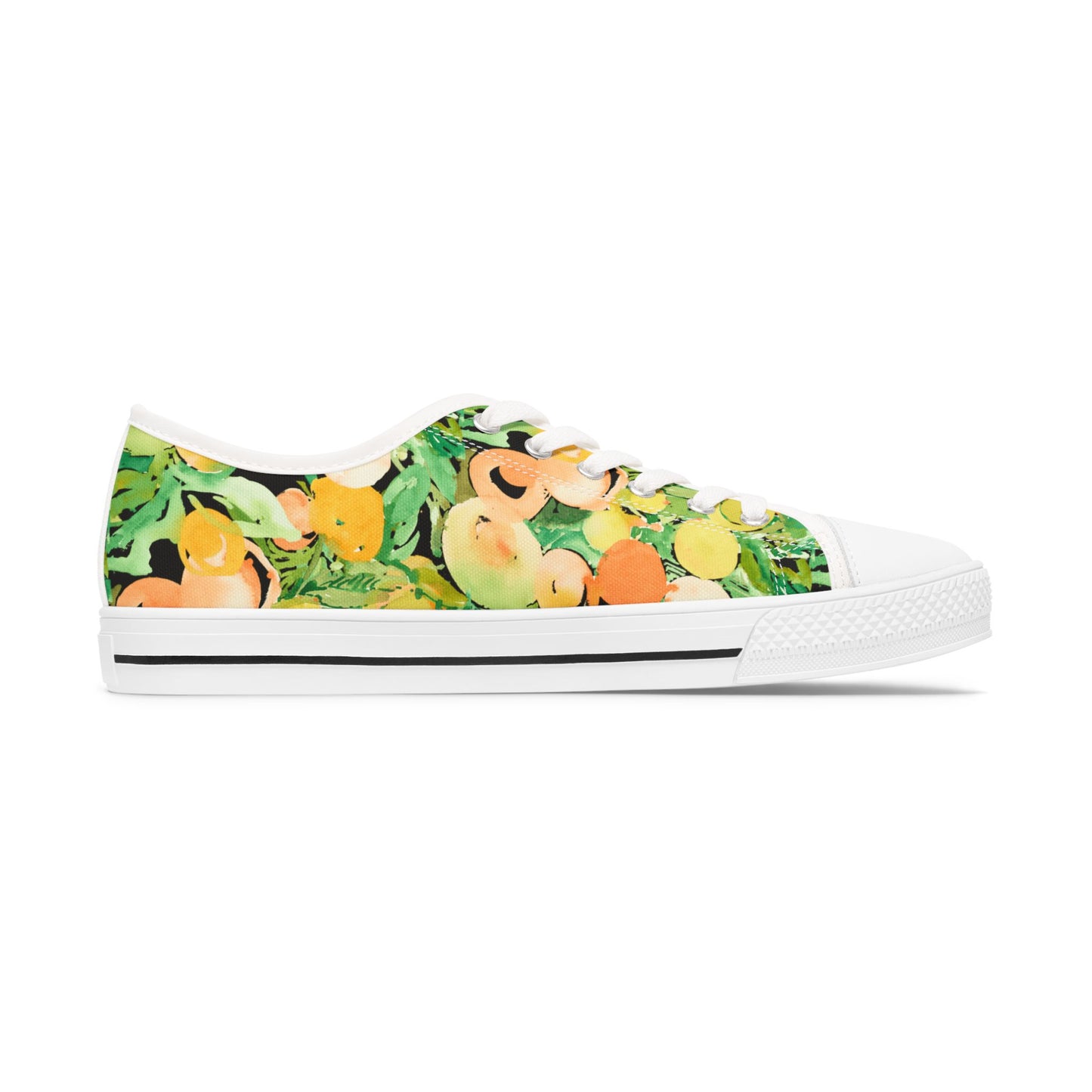 Watercolor Citrus and Peaches Low Top Sneakers – Stylish Shoes for All | Unique Gift Idea - Brooke Zitting, LLC