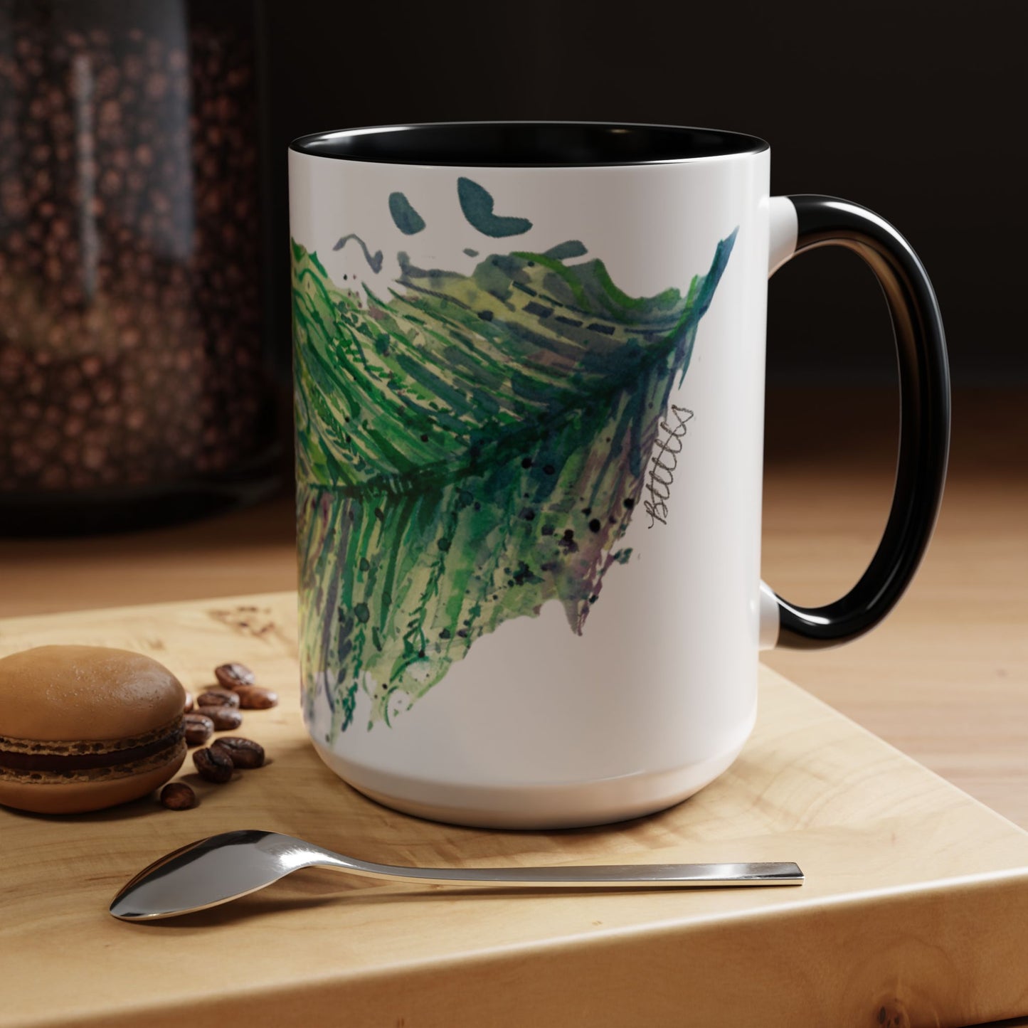 Light as a Feather Peacock Feather Accent Coffee Mug (11, 15oz) - Brooke Zitting, LLC