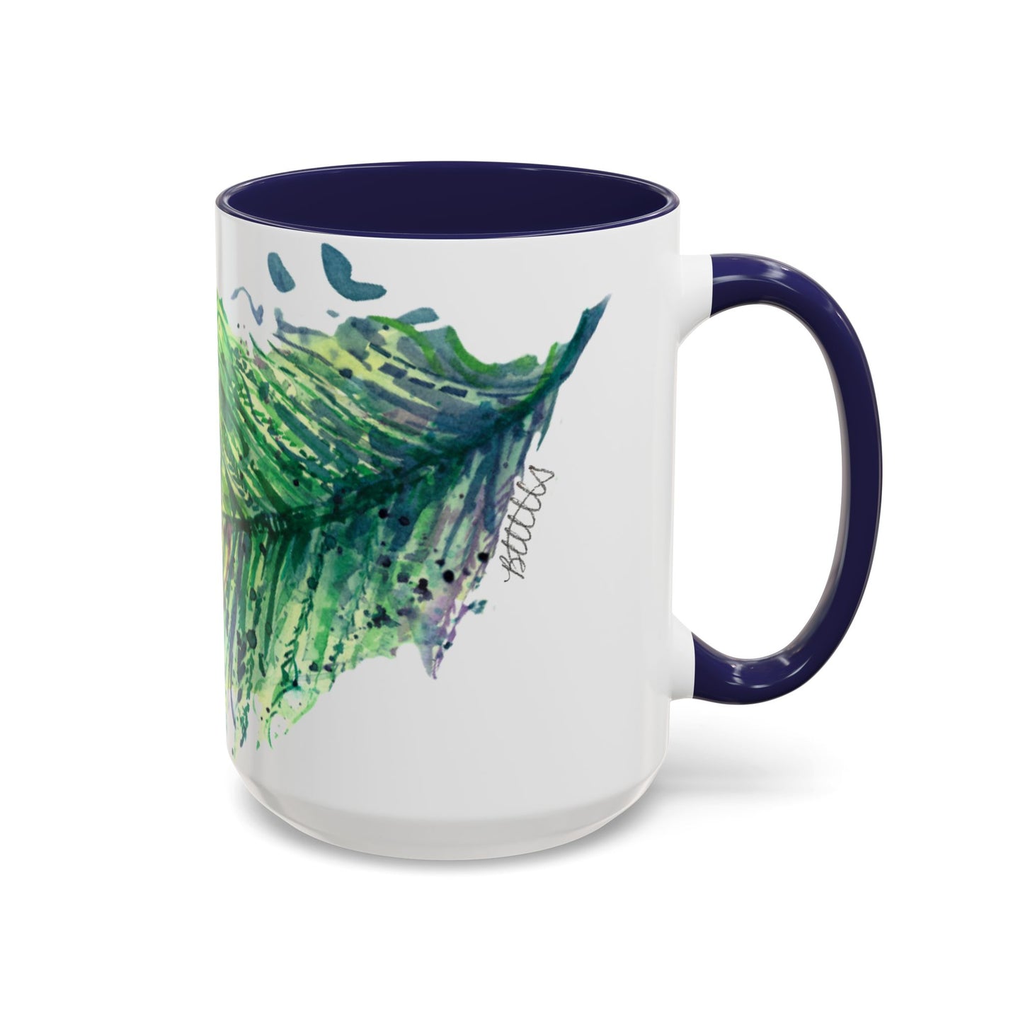 Light as a Feather Peacock Feather Accent Coffee Mug (11, 15oz) - Brooke Zitting, LLC