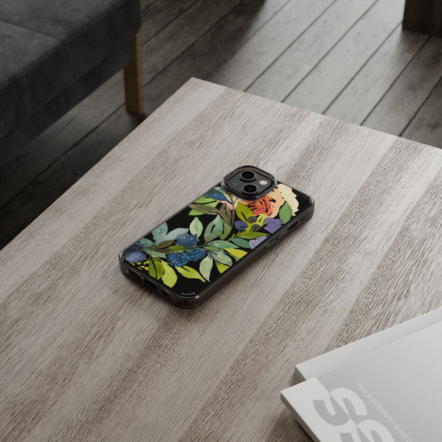 Watercolor Floral Blooms Wreath Clear Phone Case Design - Brooke Zitting, LLC