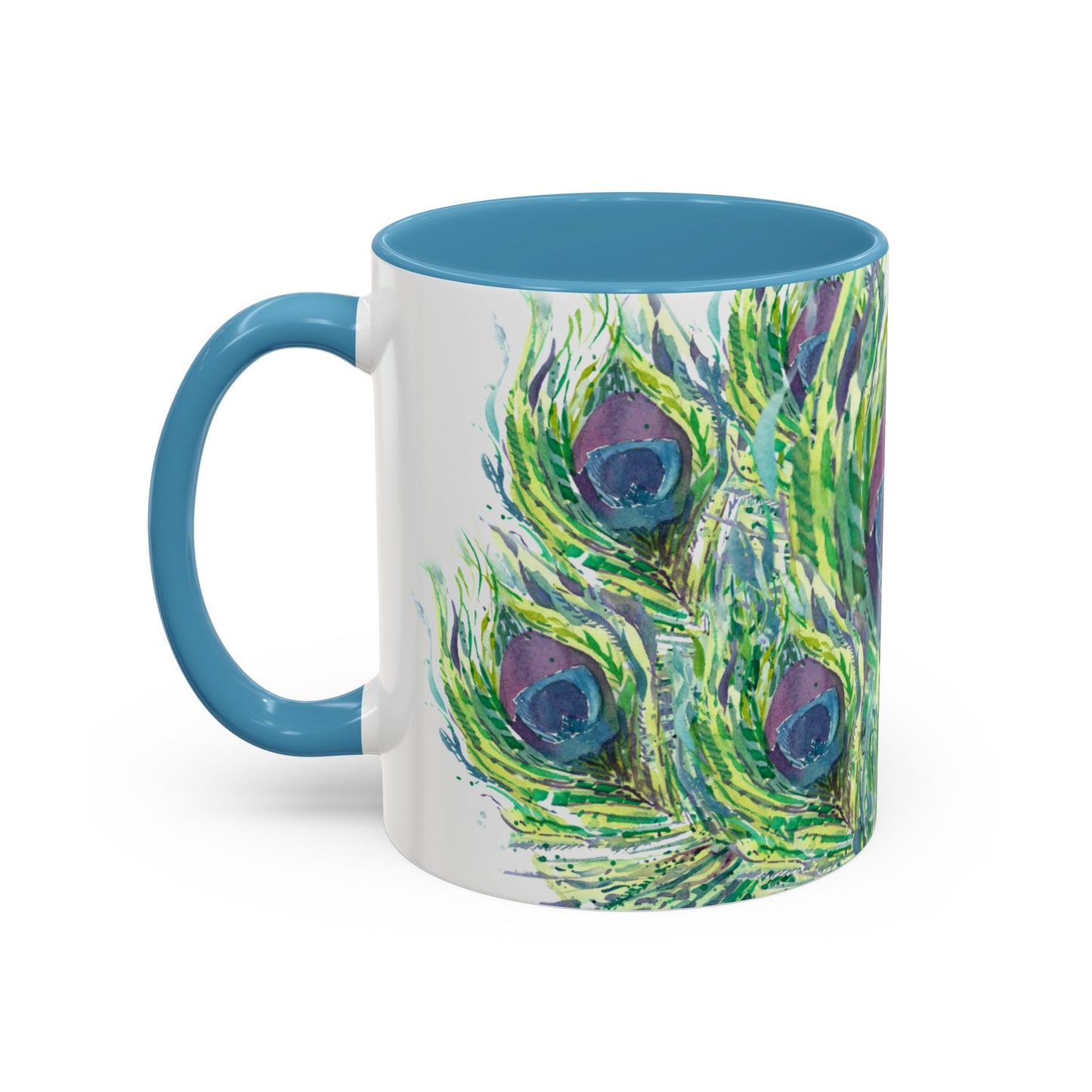 Colorful Peacock Feathers Mug Print (11oz, 15oz) - Brooke Zitting, LLC