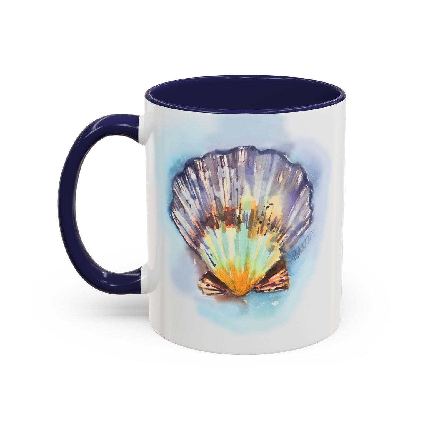 This Seashell Mug with Accent Color (11oz, 15 oz) - Brooke Zitting, LLC