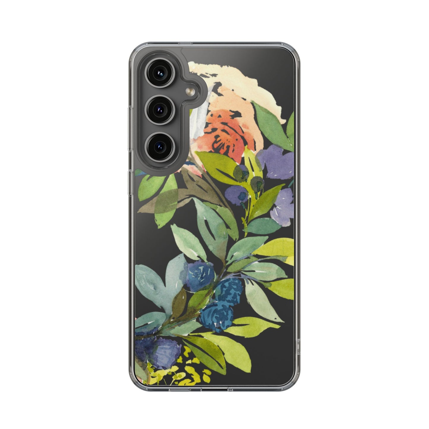 Watercolor Floral Blooms Wreath Clear Phone Case Design - Brooke Zitting, LLC