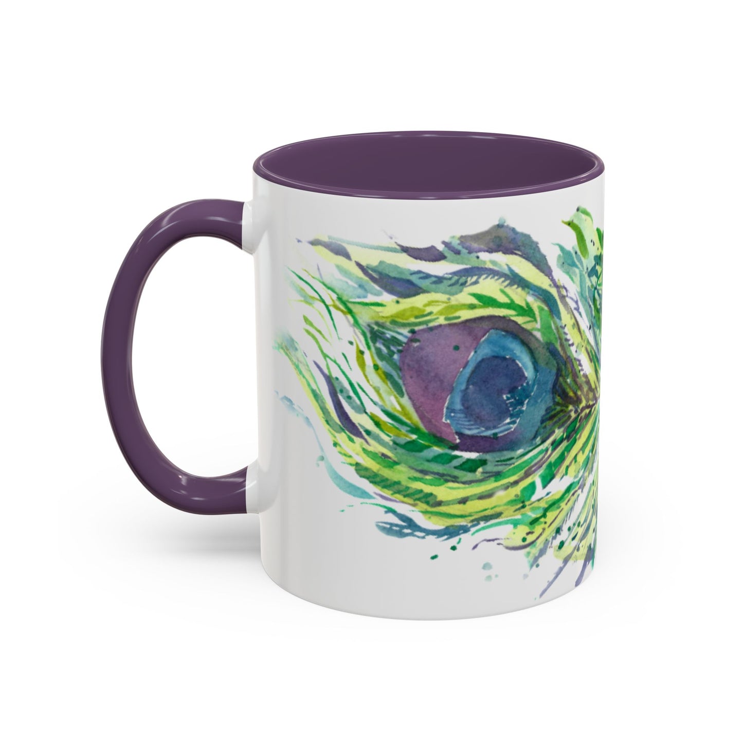 Light as a Feather Peacock Feather Accent Coffee Mug (11, 15oz) - Brooke Zitting, LLC