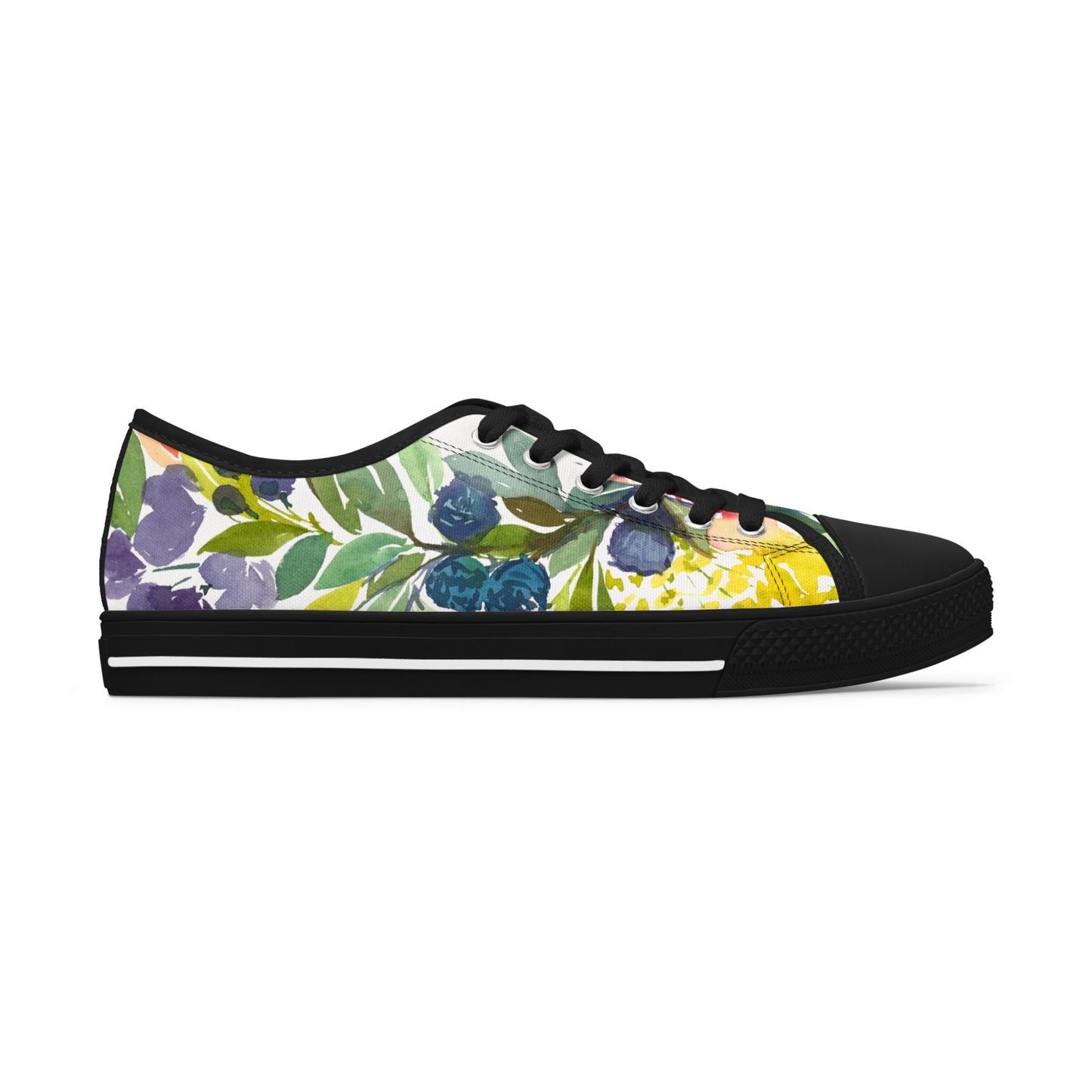 Watercolor Vibrant Floral Wreath Low Top Sneakers – Stylish Shoes for All | Unique Gift Idea - Brooke Zitting, LLC