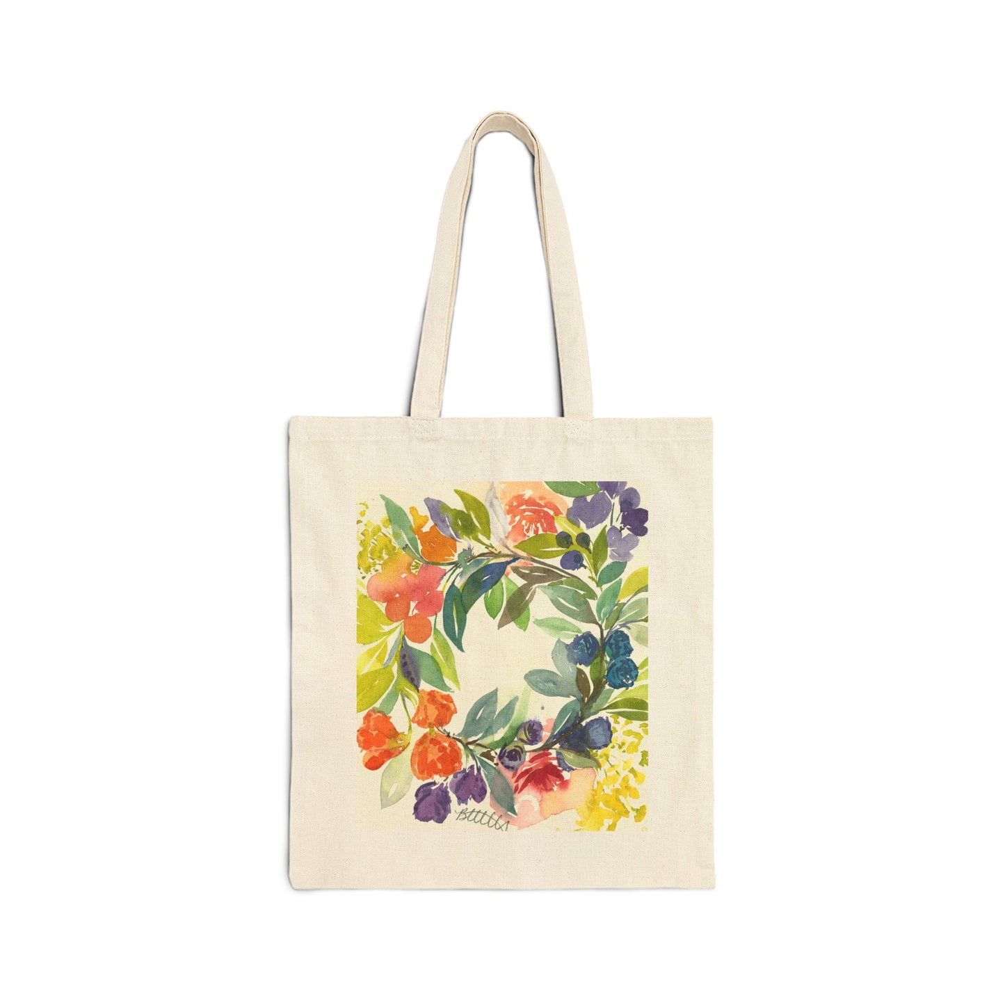 Floral Blooms Cotton Canvas Tote – Eco-Friendly Beach & Shopping Bag for Ocean Lovers