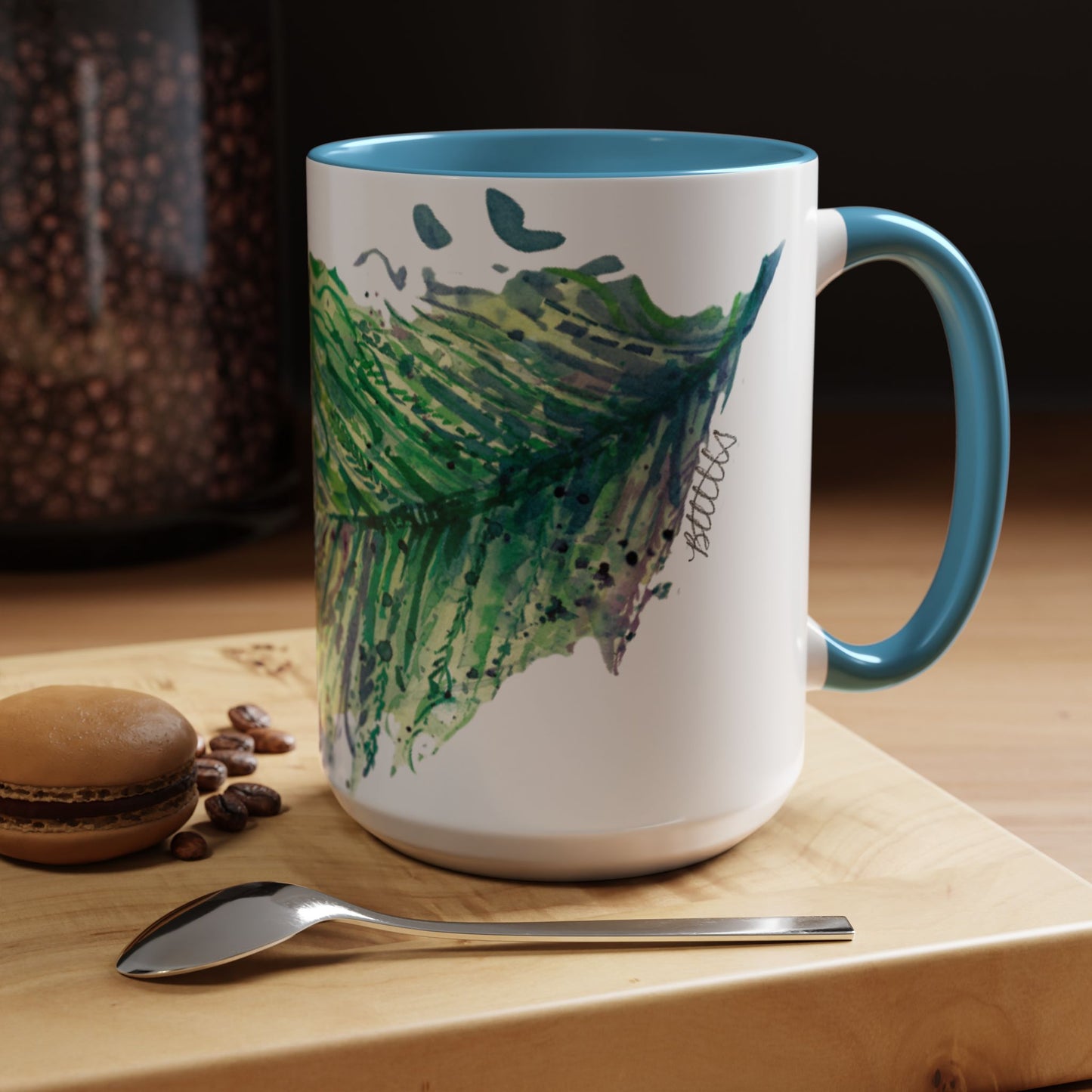 Light as a Feather Peacock Feather Accent Coffee Mug (11, 15oz) - Brooke Zitting, LLC