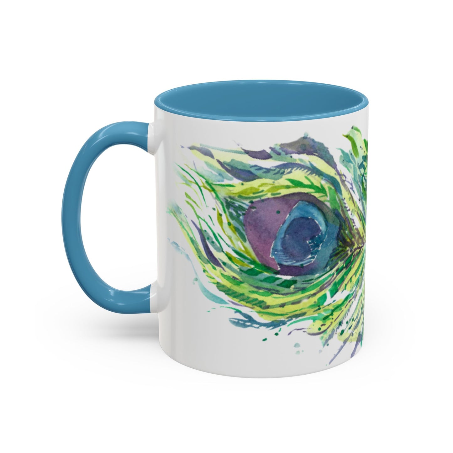 Light as a Feather Peacock Feather Accent Coffee Mug (11, 15oz) - Brooke Zitting, LLC