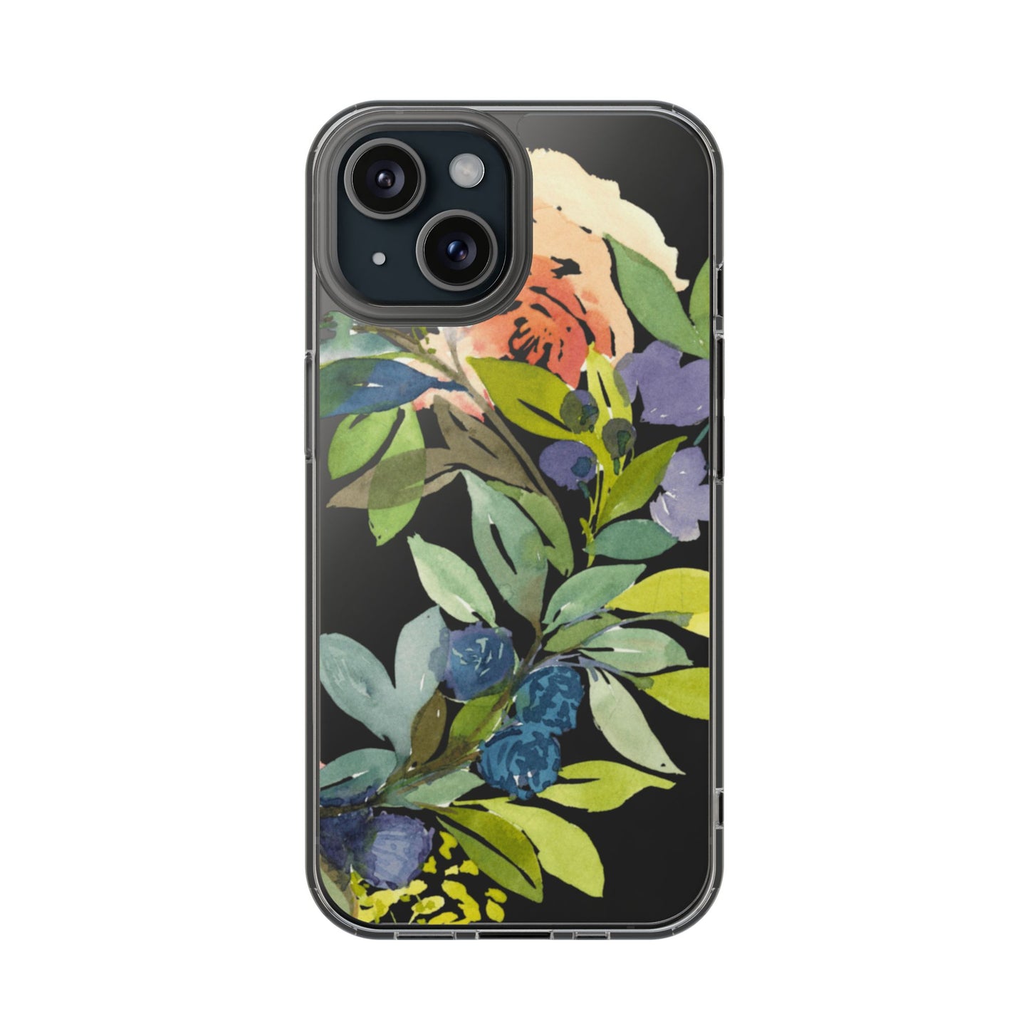 Watercolor Floral Blooms Wreath Clear Phone Case Design - Brooke Zitting, LLC