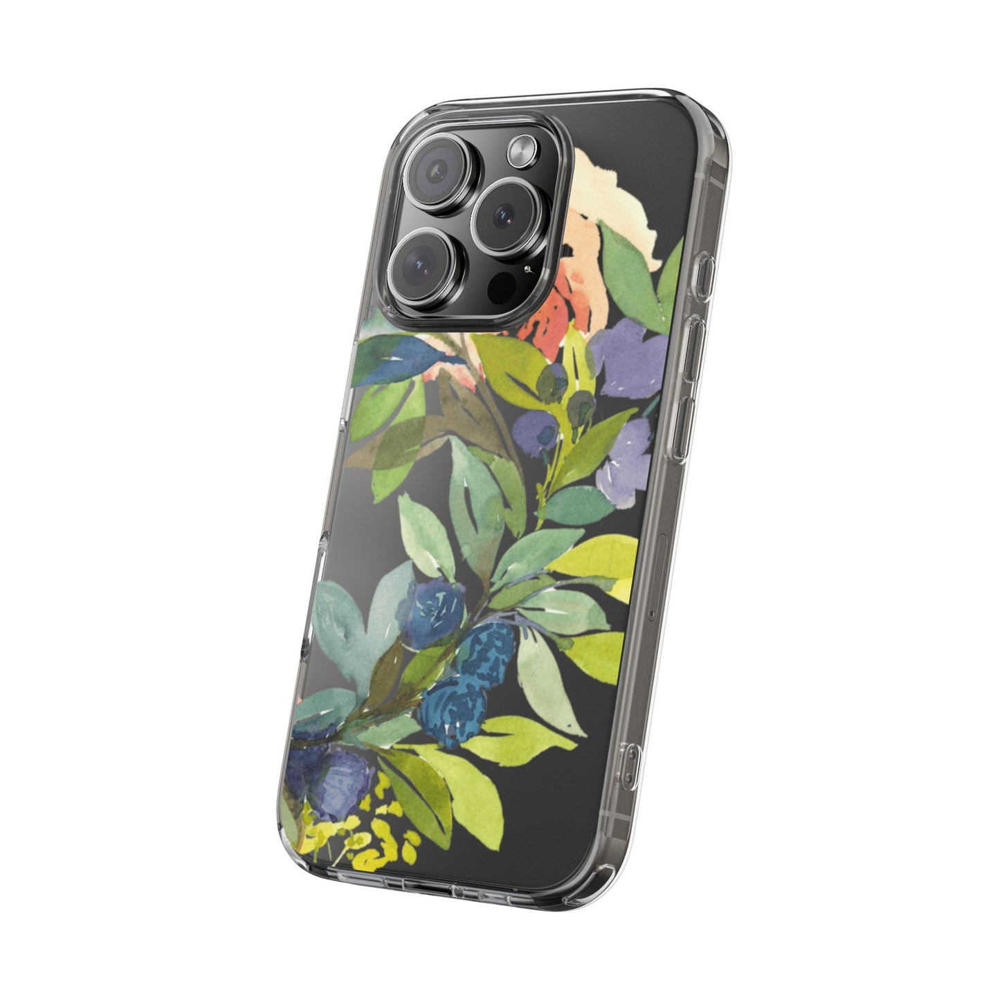 Watercolor Floral Blooms Wreath Clear Phone Case Design - Brooke Zitting, LLC