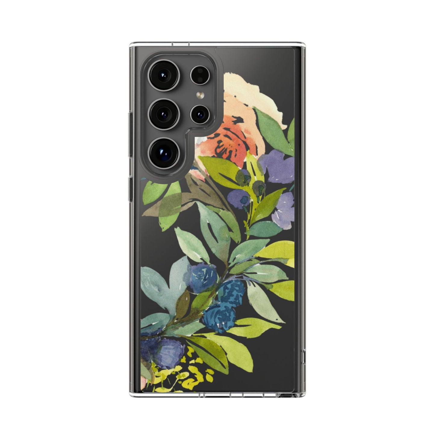 Watercolor Floral Blooms Wreath Clear Phone Case Design - Brooke Zitting, LLC