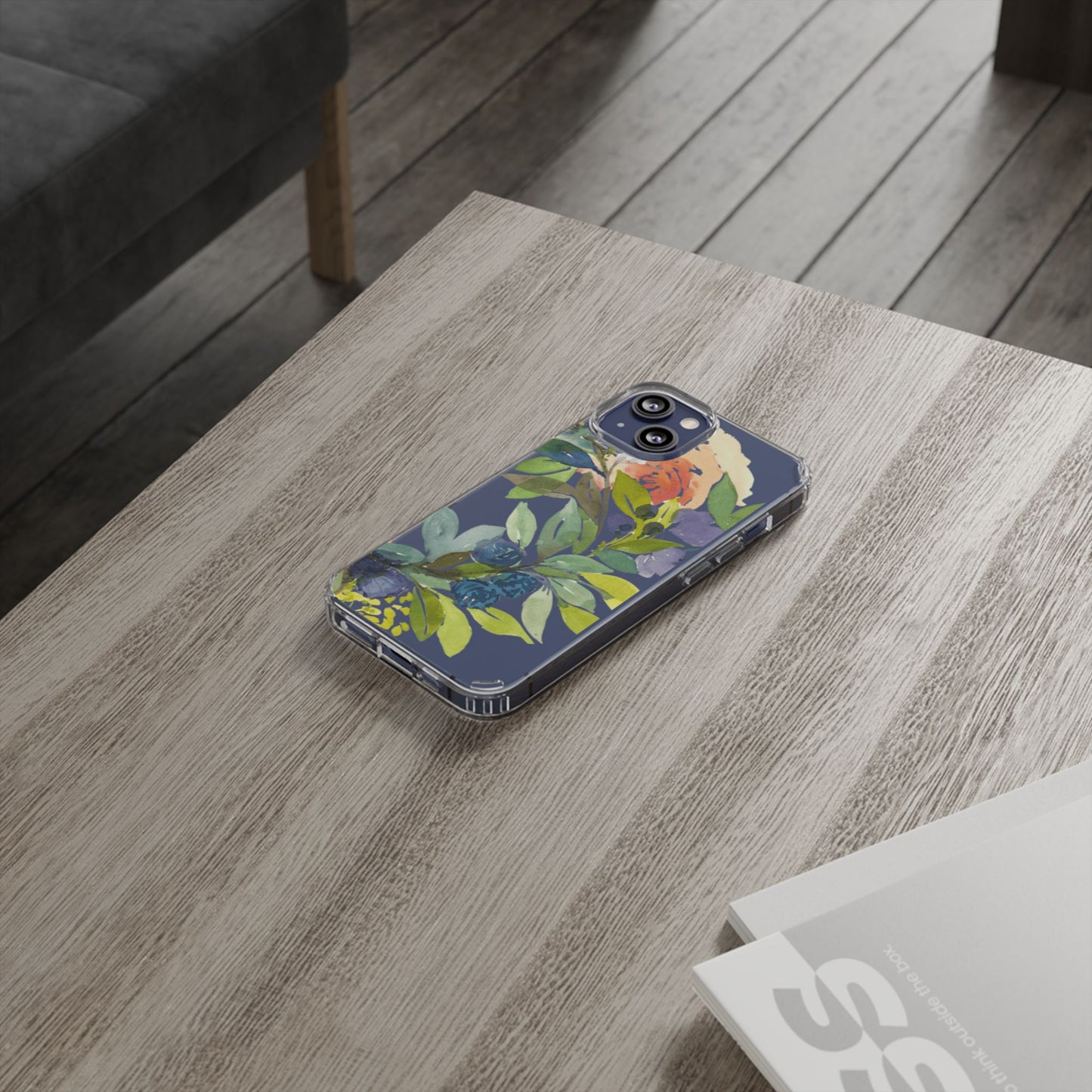 Watercolor Floral Blooms Wreath Clear Phone Case Design - Brooke Zitting, LLC