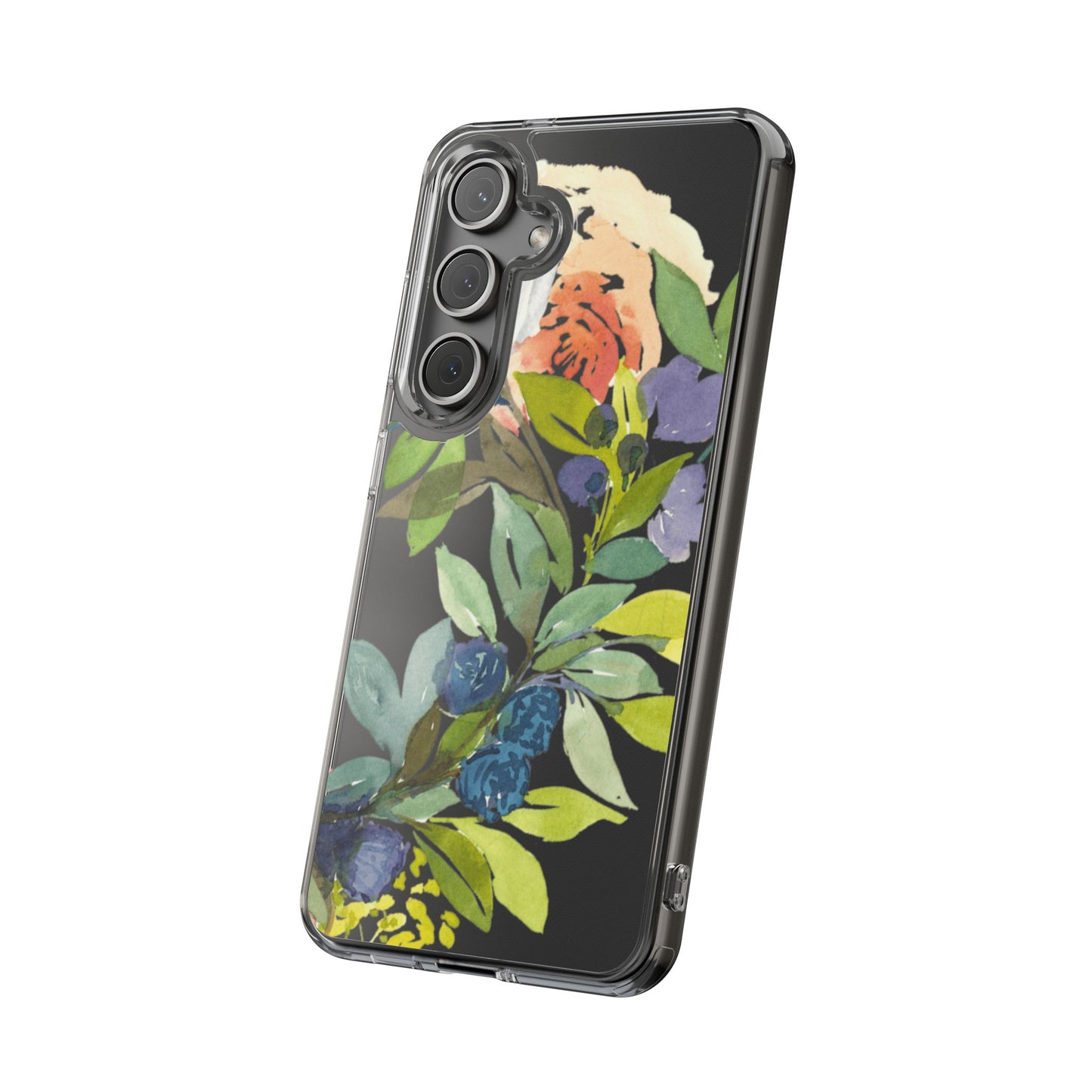 Watercolor Floral Blooms Wreath Clear Phone Case Design - Brooke Zitting, LLC