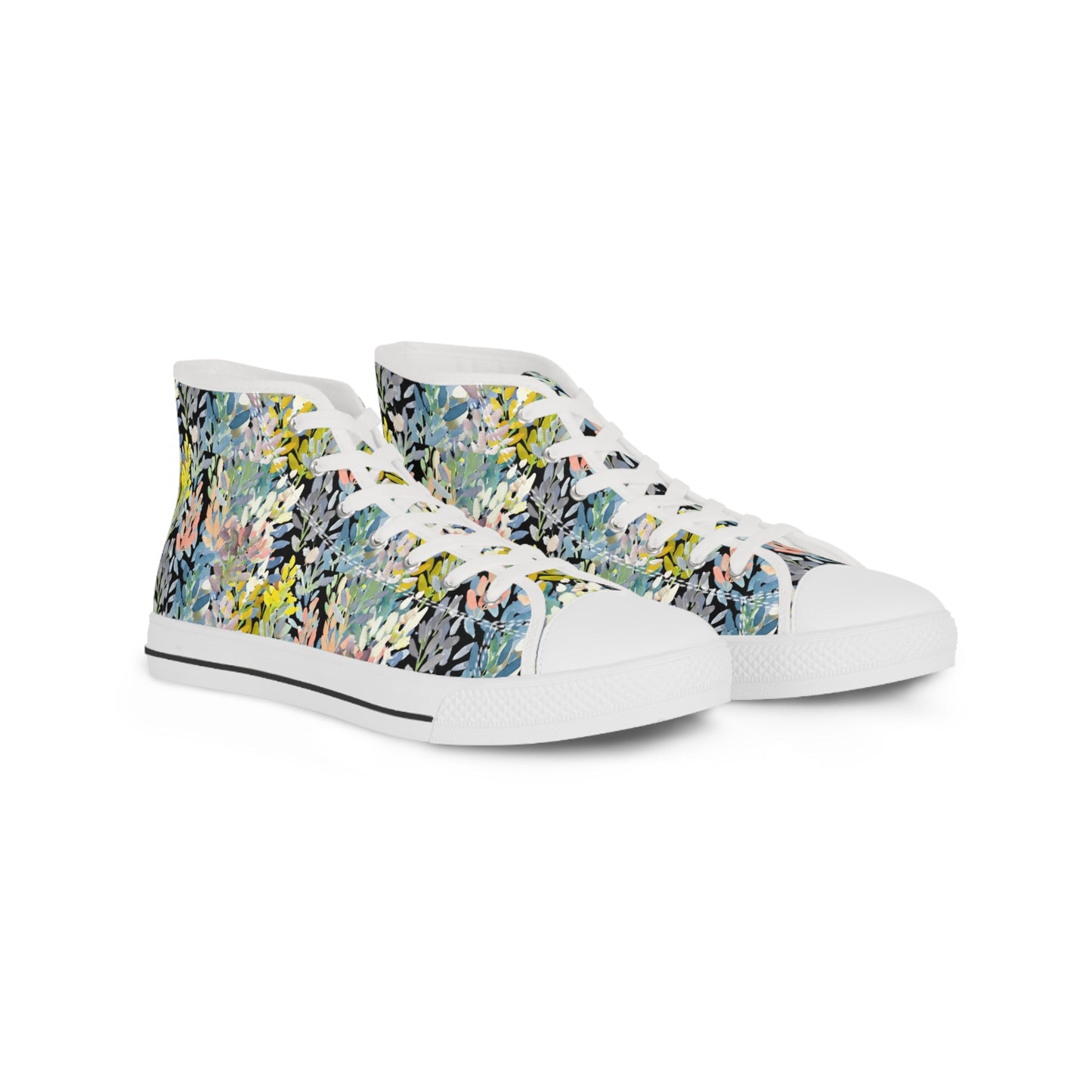 Petal Parade Dark Colorful High Top Sneakers with Floral Design – Stylish Shoes for All | Unique Gift Idea - Brooke Zitting, LLC