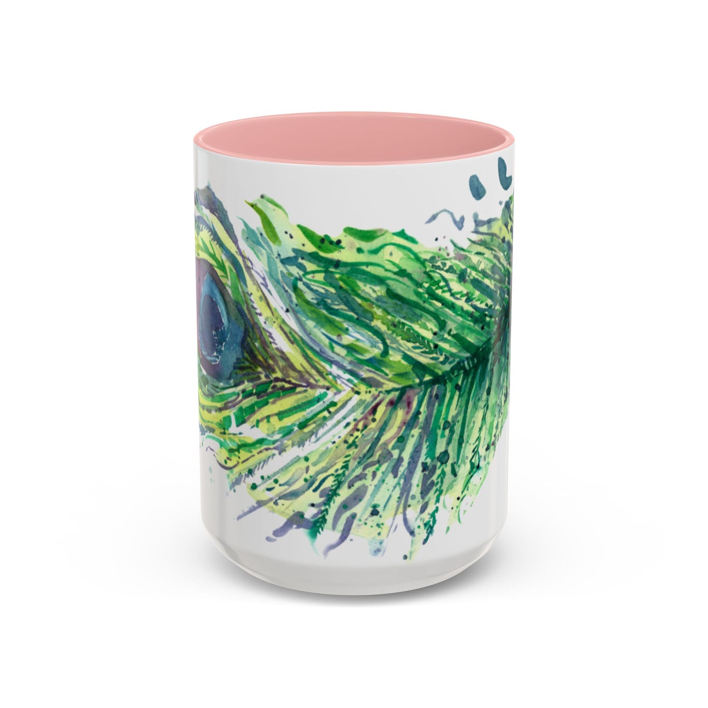 Light as a Feather Peacock Feather Accent Coffee Mug (11, 15oz) - Brooke Zitting, LLC