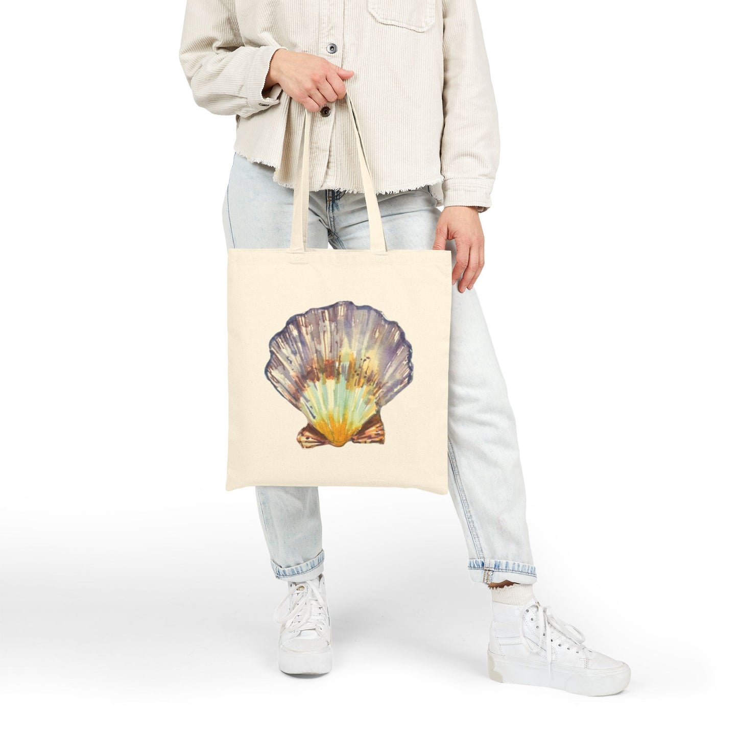 Seashell Cotton Canvas Tote – Eco-Friendly Beach & Shopping Bag for Ocean Lovers - Brooke Zitting, LLC