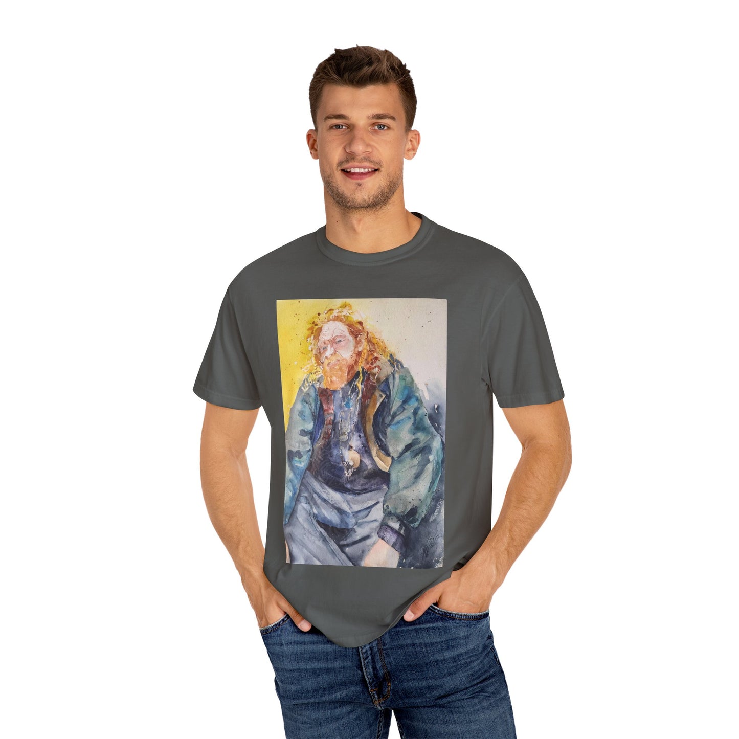 Artistic Unisex Garment-Dyed T-shirt, Vibrant Watercolor Design, Casual Wear, Artist Gift, Custom T-shirt