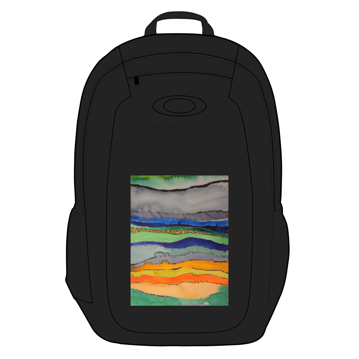 The Watercolor Striped Landscape Enduro Laptop Backpack, 20L - by Oakley. Stylish Travel Bag, Perfect for Adventurers, Back to School, Outdoor Enthusiasts, Art Lovers, Unique Design - Brooke Zitting, LLC