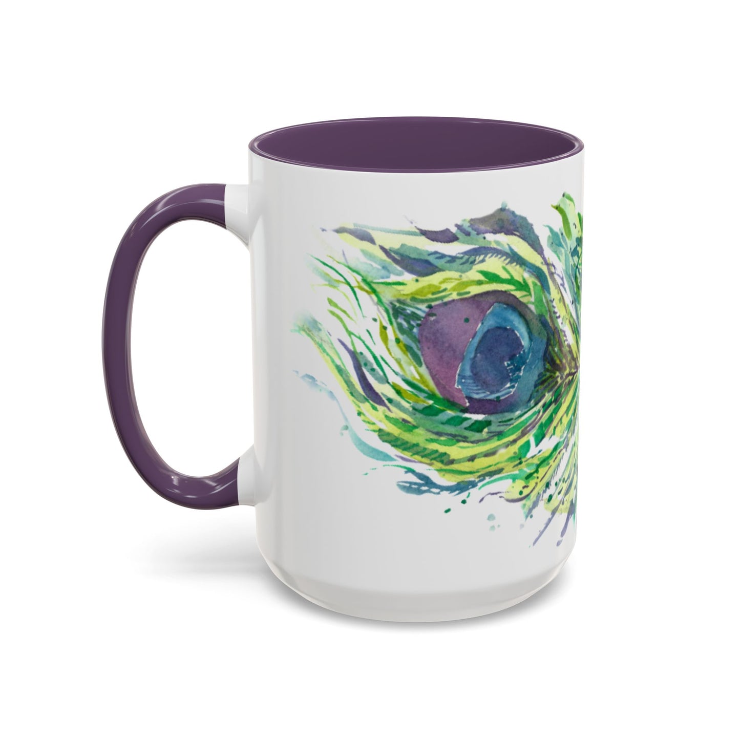 Light as a Feather Peacock Feather Accent Coffee Mug (11, 15oz) - Brooke Zitting, LLC