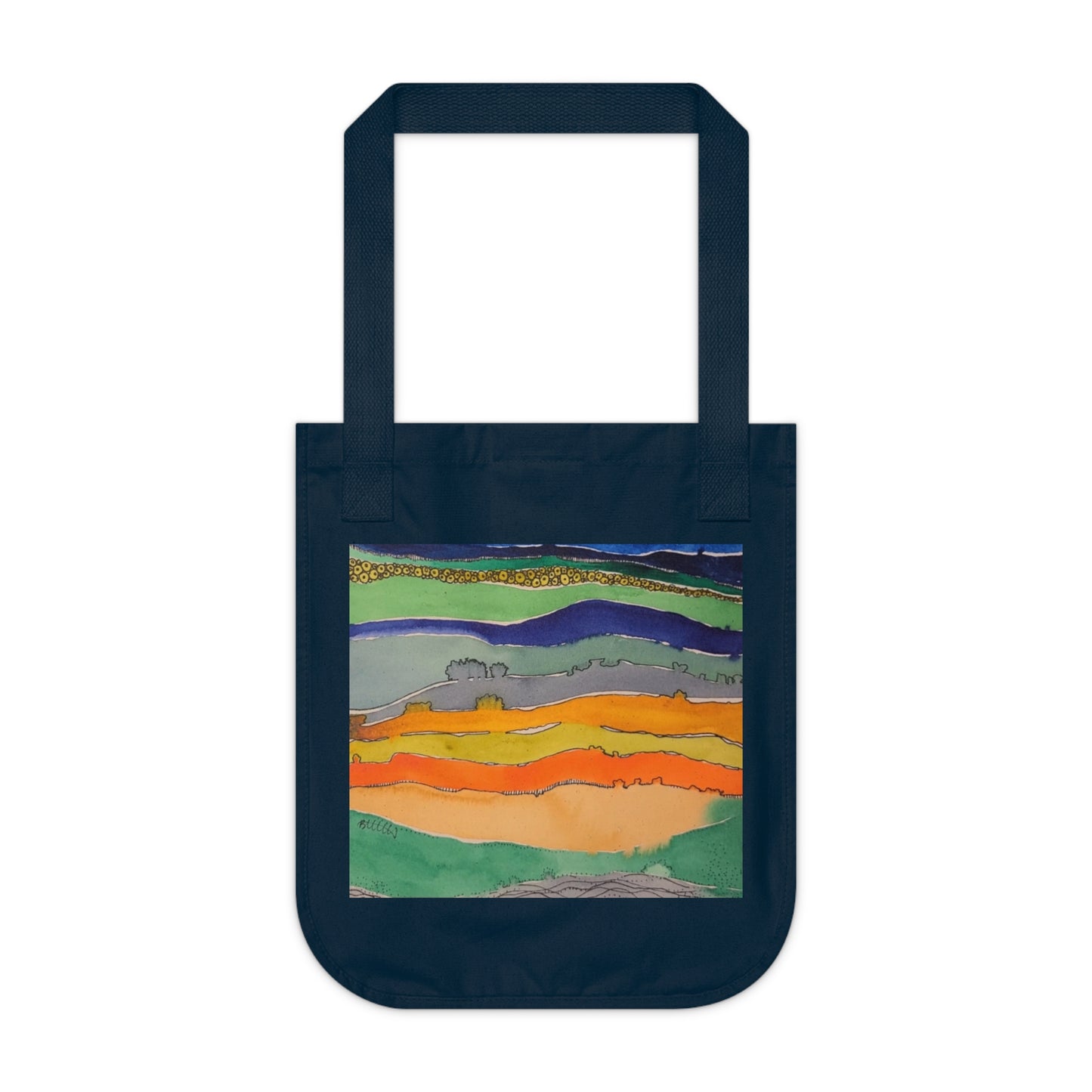 Striped Landscape Watercolor Design Organic Canvas Tote – Eco-Friendly, Watercolor Fine Art, Reusable Bag for Art Lovers - Brooke Zitting, LLC