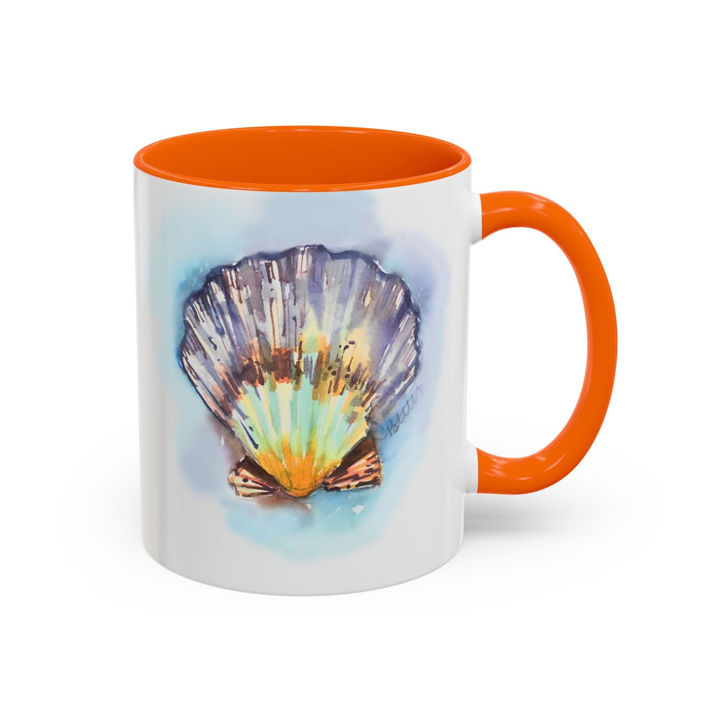 This Seashell Mug with Accent Color (11oz, 15 oz) - Brooke Zitting, LLC
